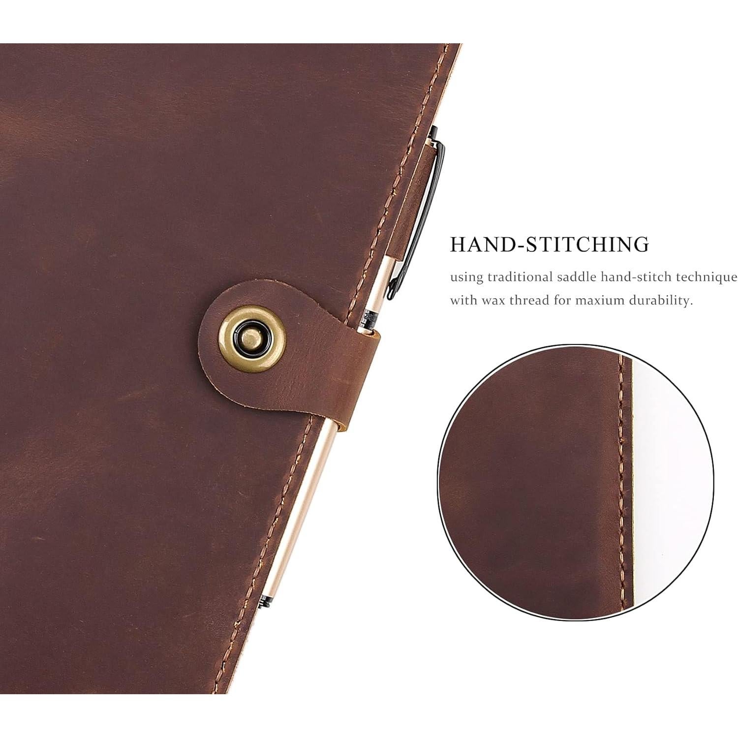 Cubierta de Cuaderno de Cuero Fasjosma A5 Marrón Hecha a Mano