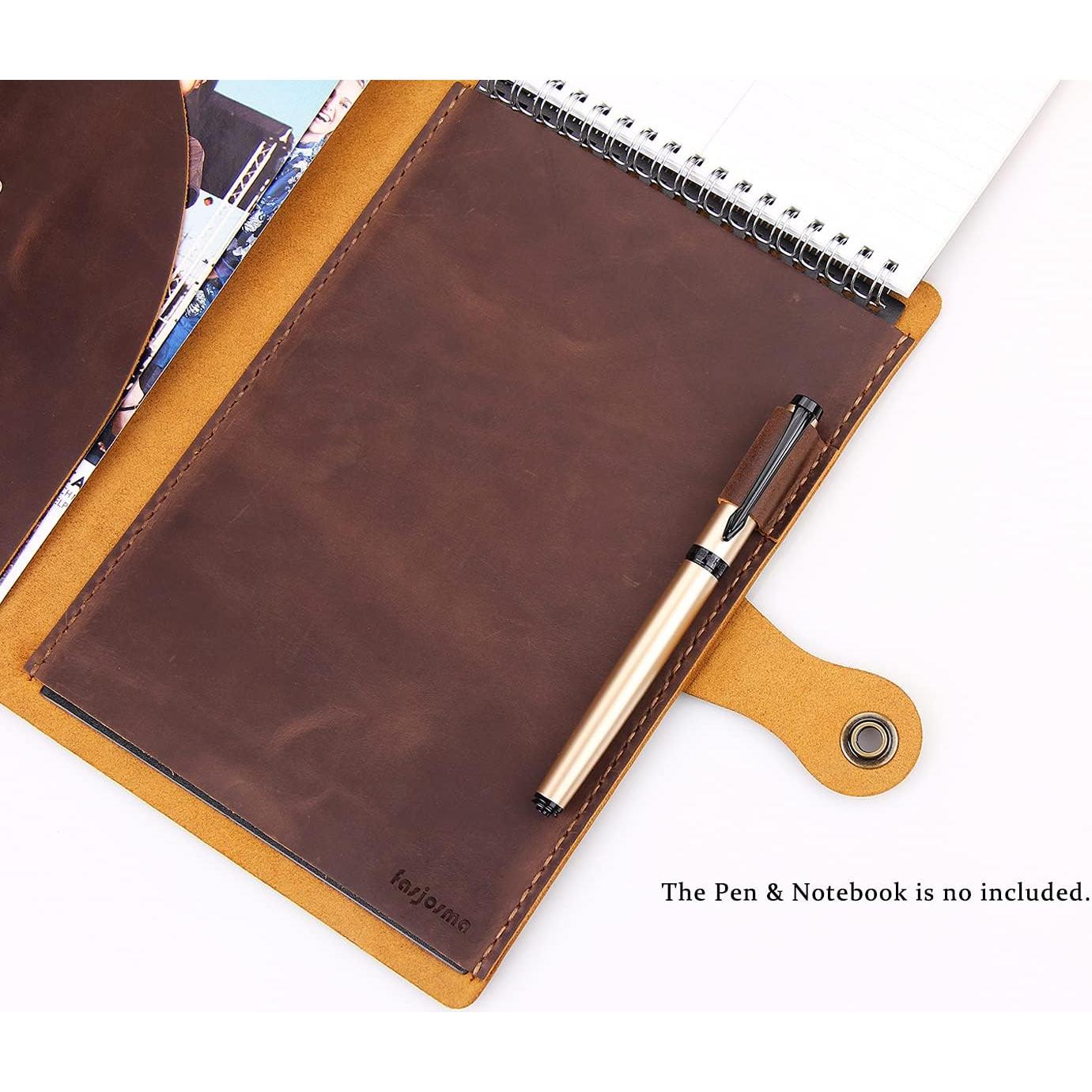 Cubierta de Cuaderno de Cuero Fasjosma A5 Marrón Hecha a Mano
