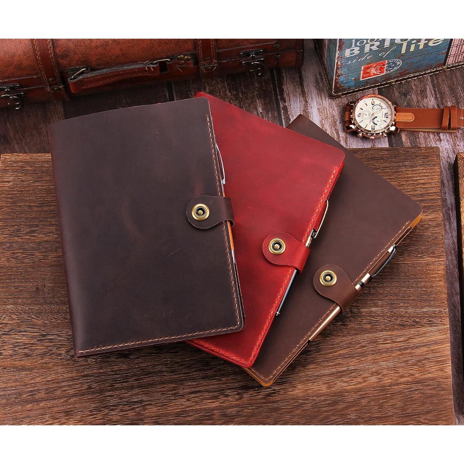 Cubierta de Cuaderno de Cuero Fasjosma A5 Marrón Hecha a Mano