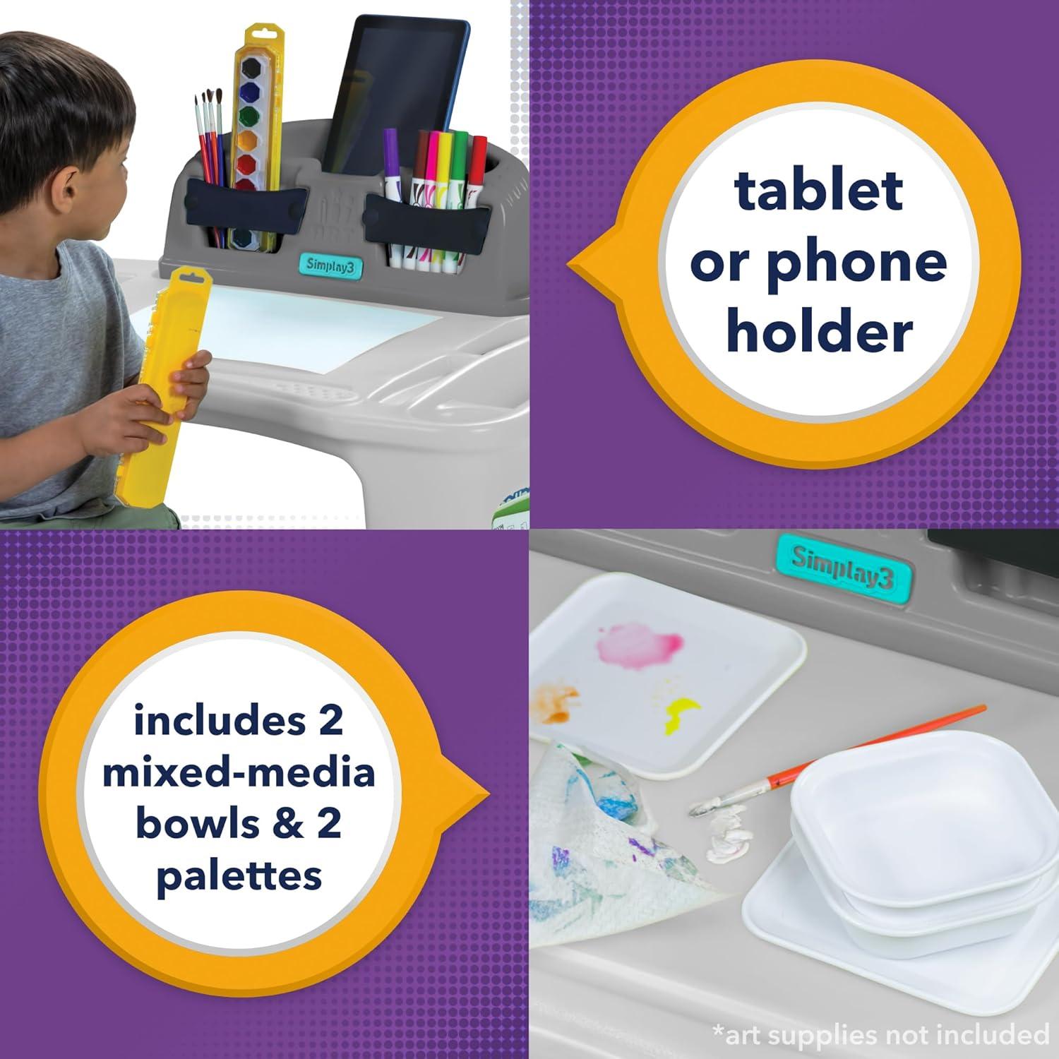 Conjunto de Mesa y Silla de Arte Simplay3 para Niños - Gris