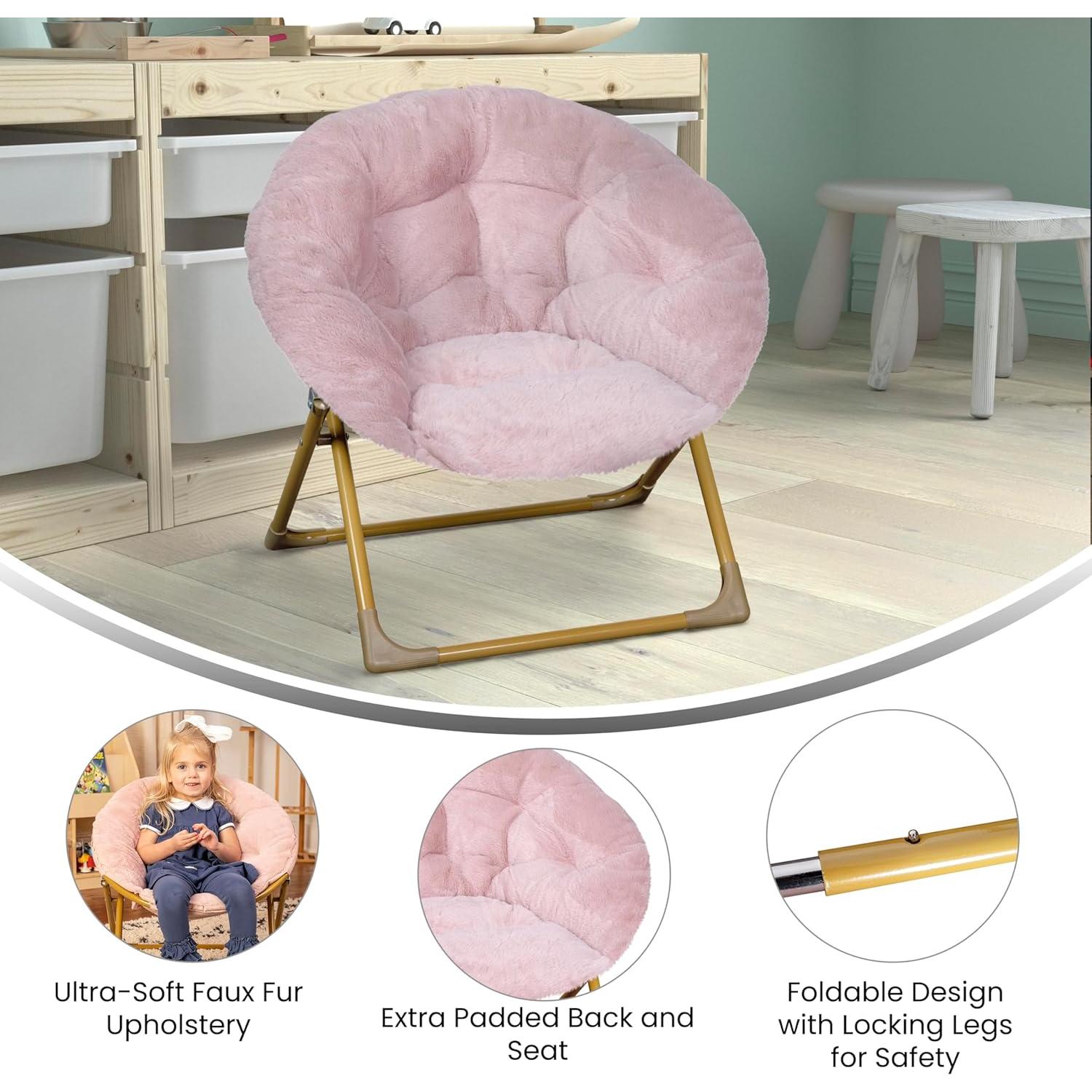 Silla Plegable Infantil Flash Furniture Rosa/Dorado Suave