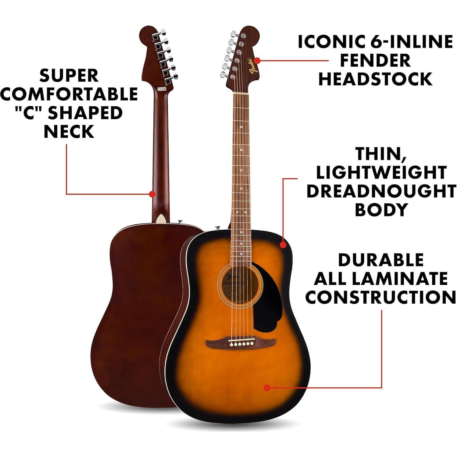 Guitarra Acústica Fender California Debut Redondo Sunburst