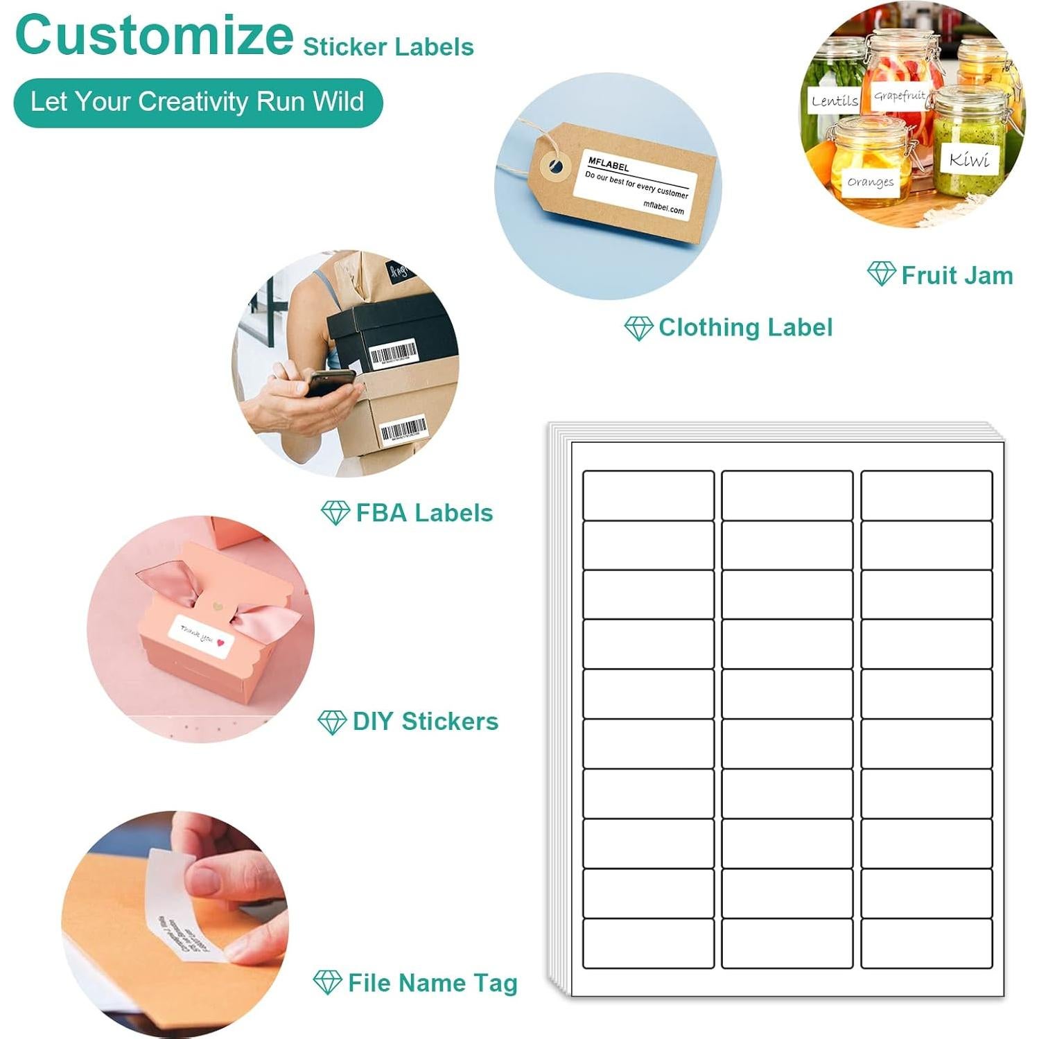 Etiquetas de Envío MFLABEL 1" x 2-5/8" 1500 Adhesivas Blancas