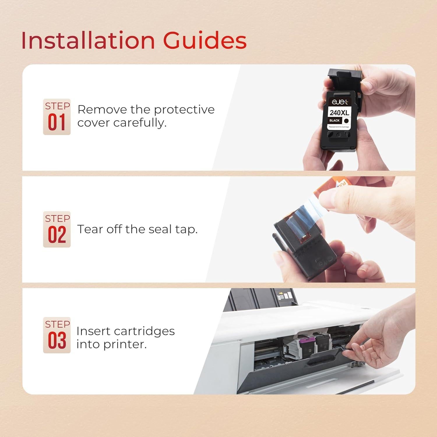 Cartucho de Tinta Negra Remanufacturado ejet 240XL para Canon