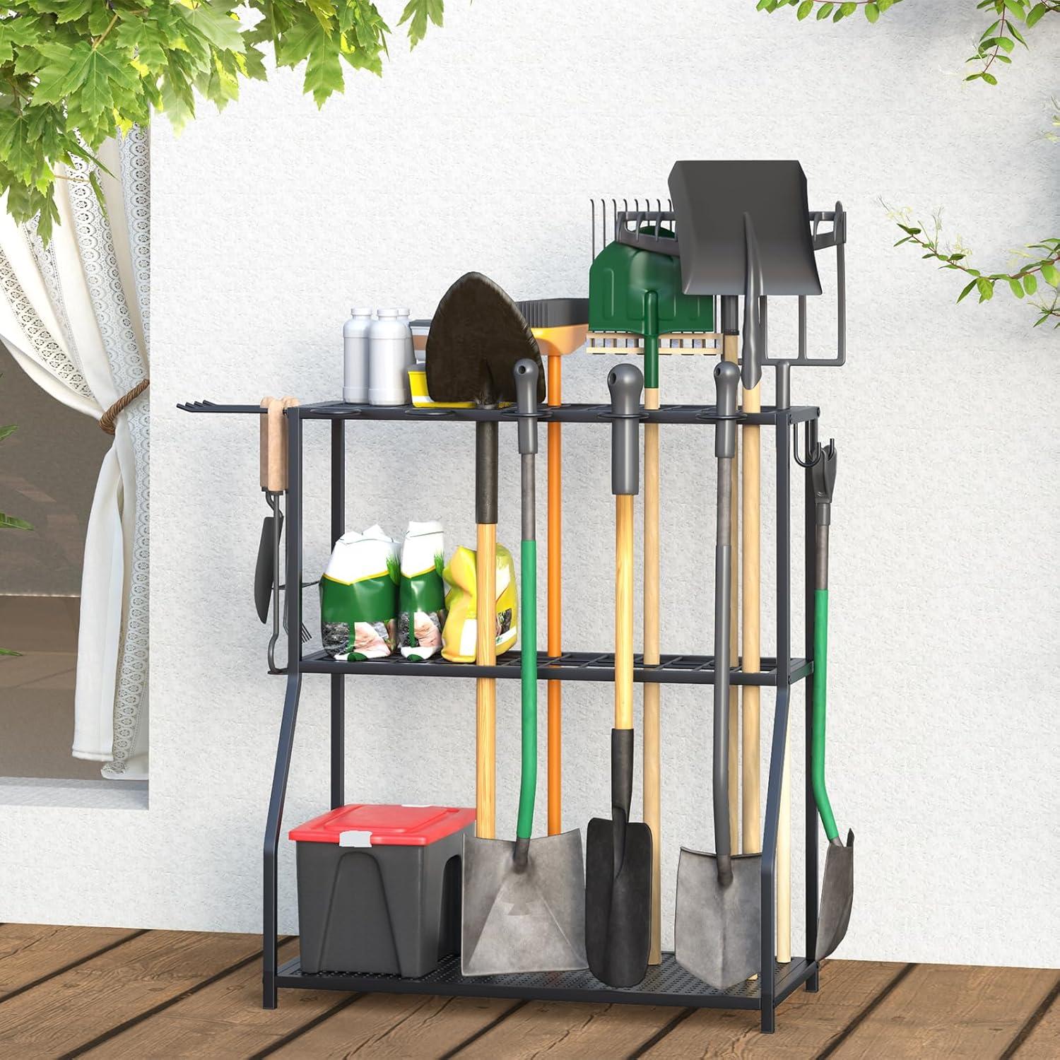 Organizador de Herramientas de Jardín Azheruol 60x40x97 cm Negro