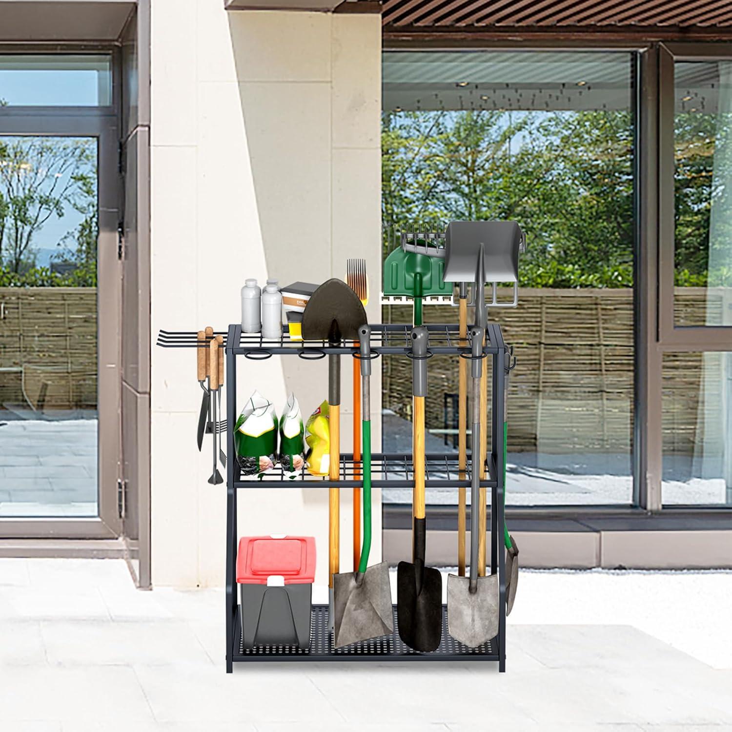 Organizador de Herramientas de Jardín Azheruol 60x40x97 cm Negro