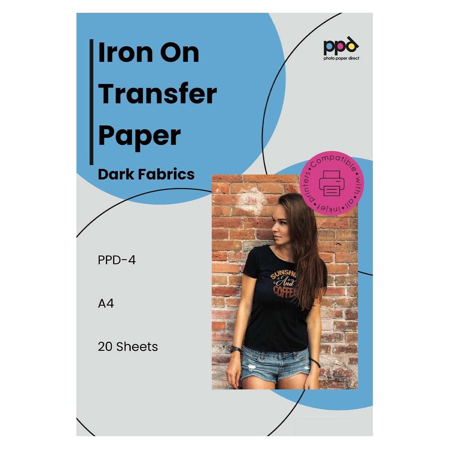 Papel de Transferencia PPD 20 Hojas 21.6x27.9 cm para Tela Oscura