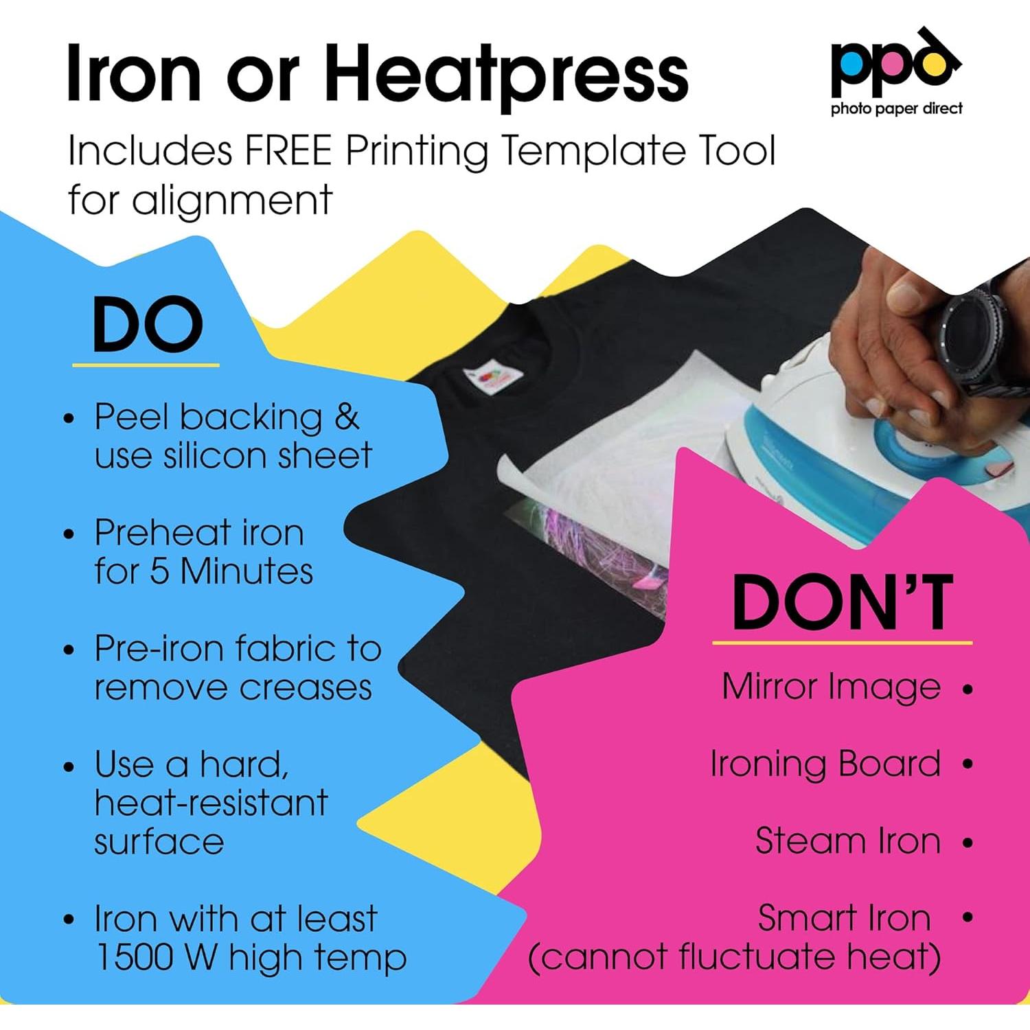 Papel de Transferencia PPD 20 Hojas 21.6x27.9 cm para Tela Oscura