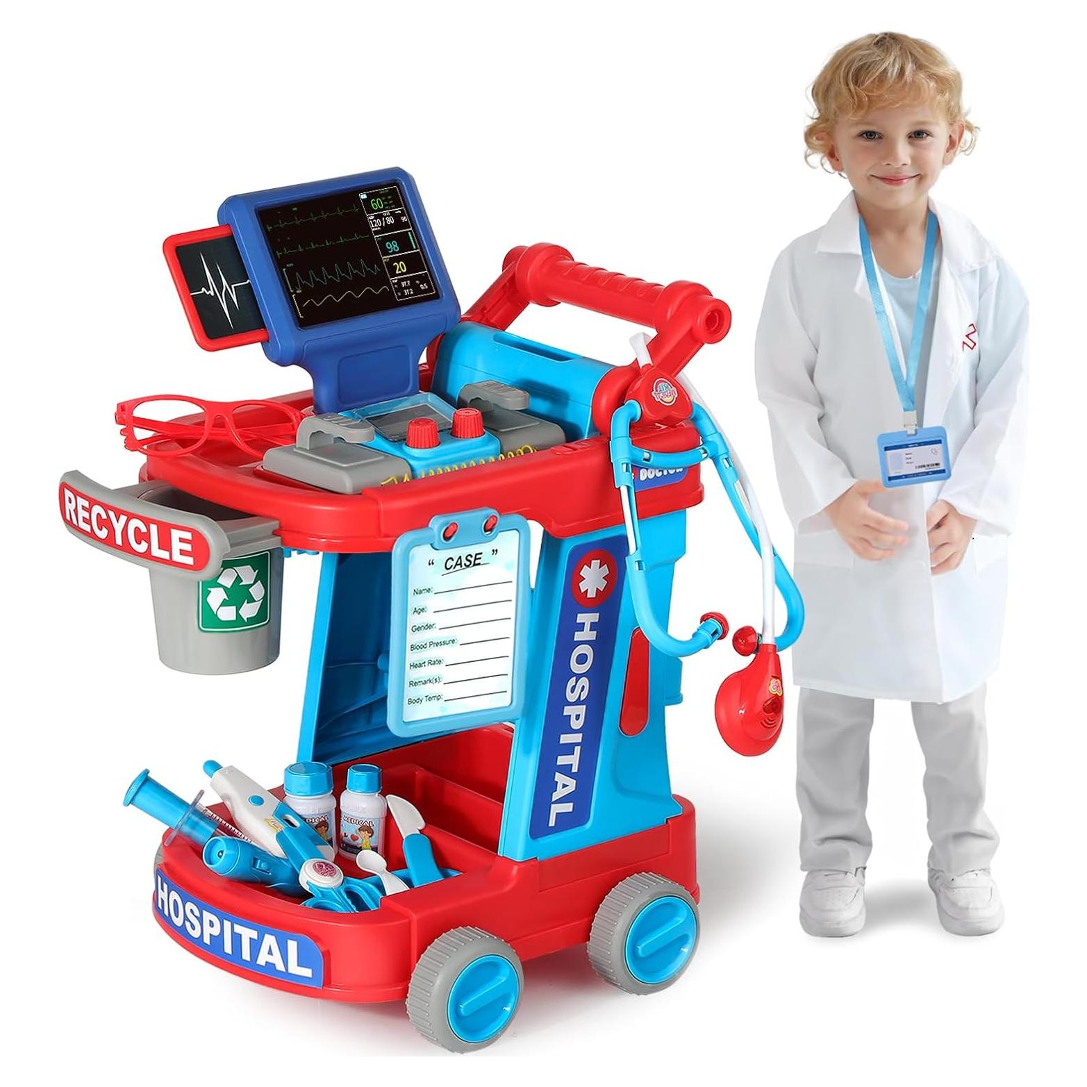 Kit de Doctor Phobby Carrito Rosa con Estetoscopio y Accesorios