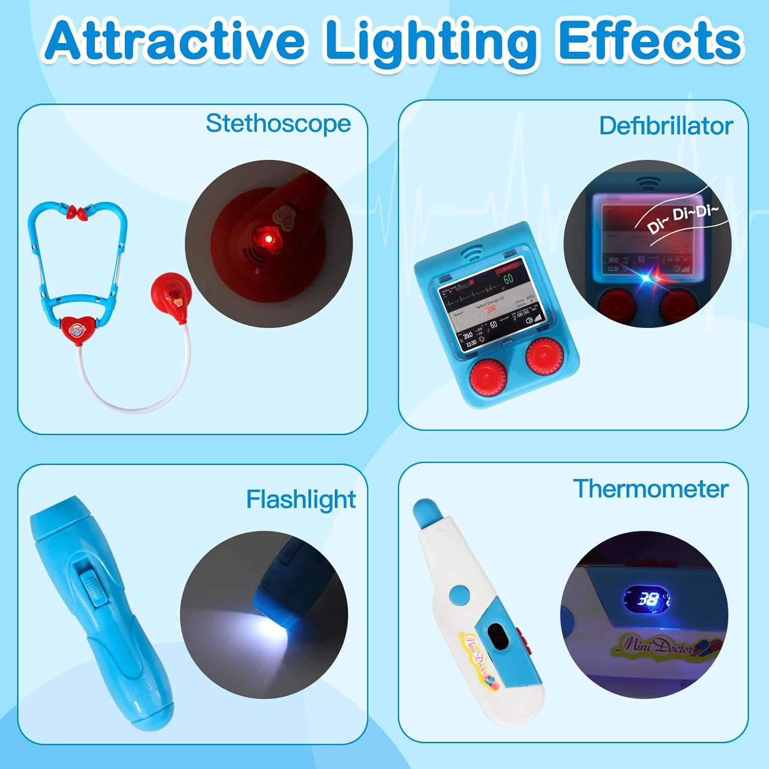 Kit de Doctor Phobby Carrito Rosa con Estetoscopio y Accesorios