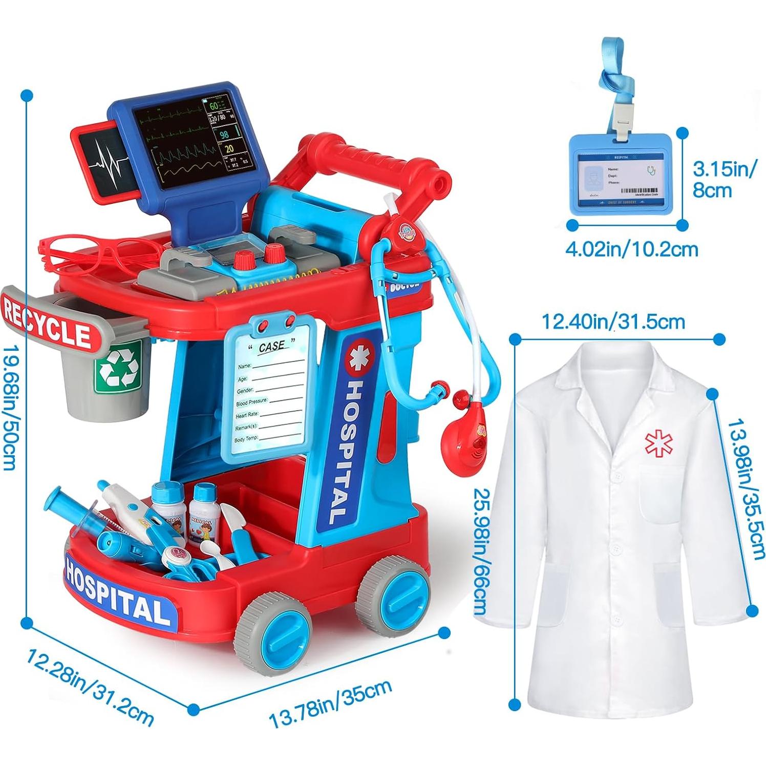 Kit de Doctor Phobby Carrito Rosa con Estetoscopio y Accesorios