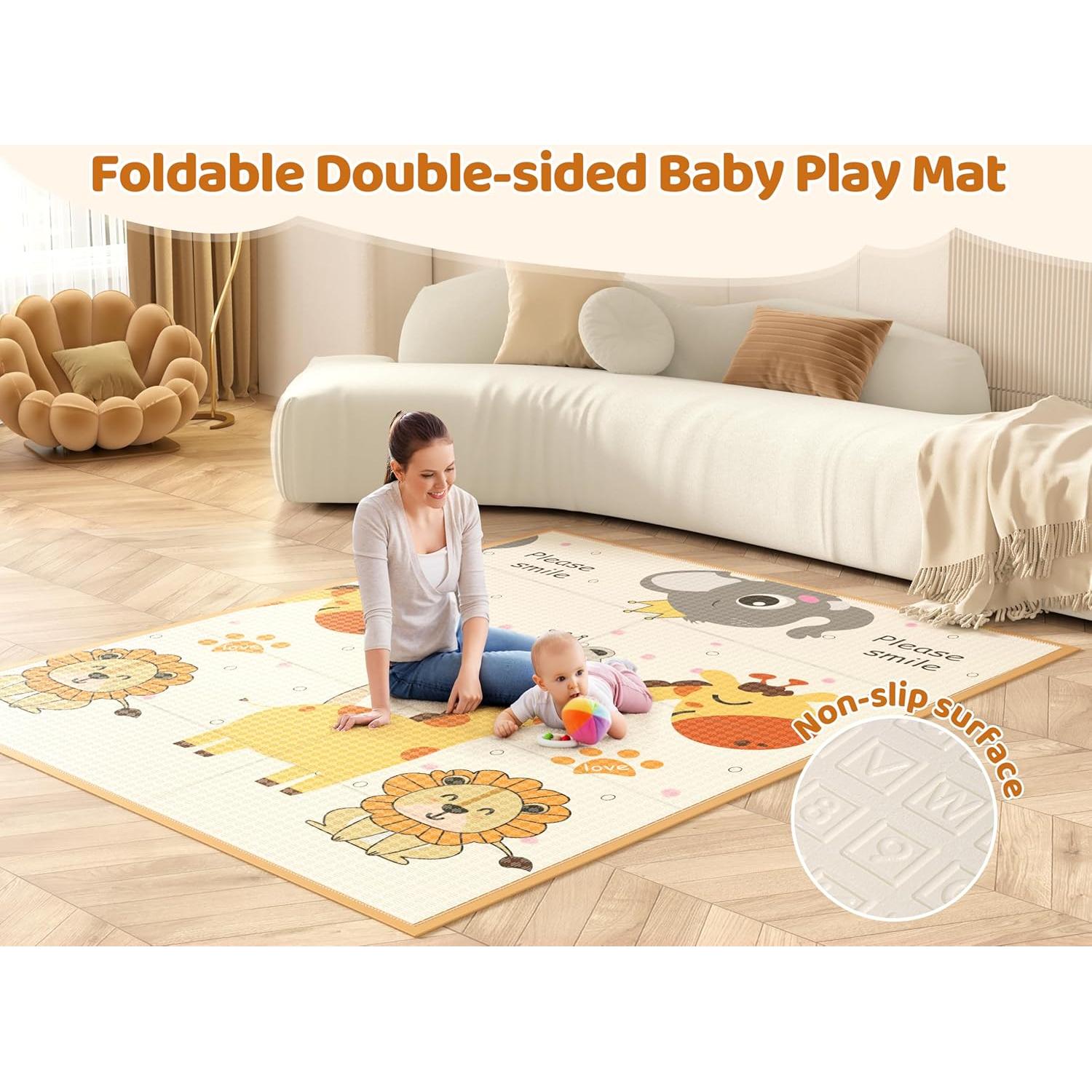 Parque Infantil CoziBB Extra Grande 180x150 cm con Alfombra Antideslizante