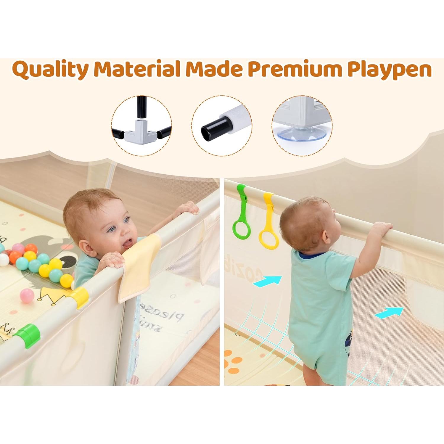 Parque Infantil CoziBB Extra Grande 180x150 cm con Alfombra Antideslizante