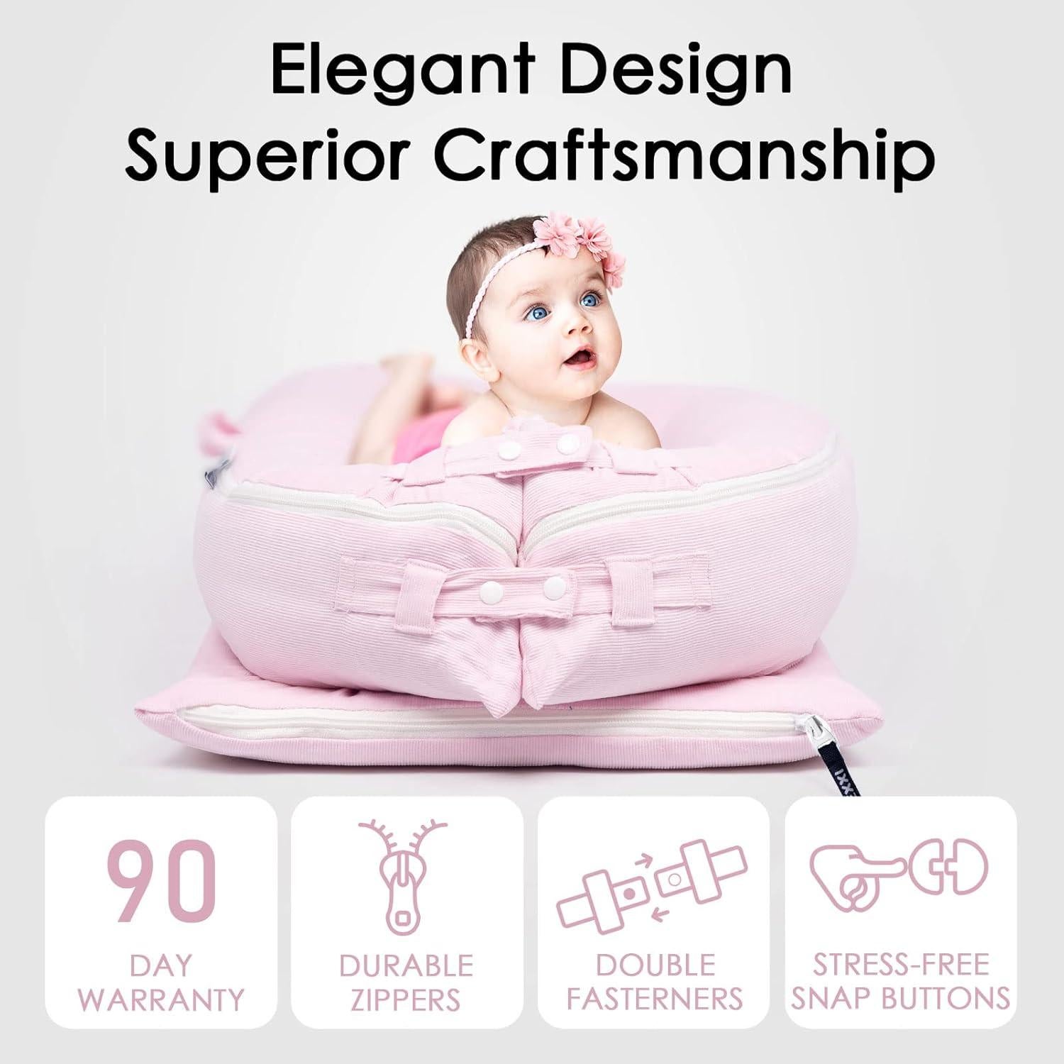 Cubierta de Nido de Bebé MEXXI para Dockatot Deluxe+ Rosa