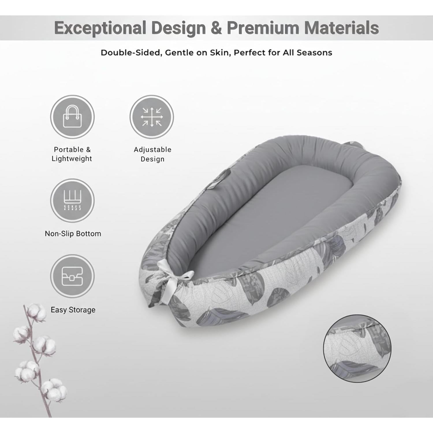 Cojín Nido para Bebé Cute Cuddles Gris 0-24 Meses Algodón