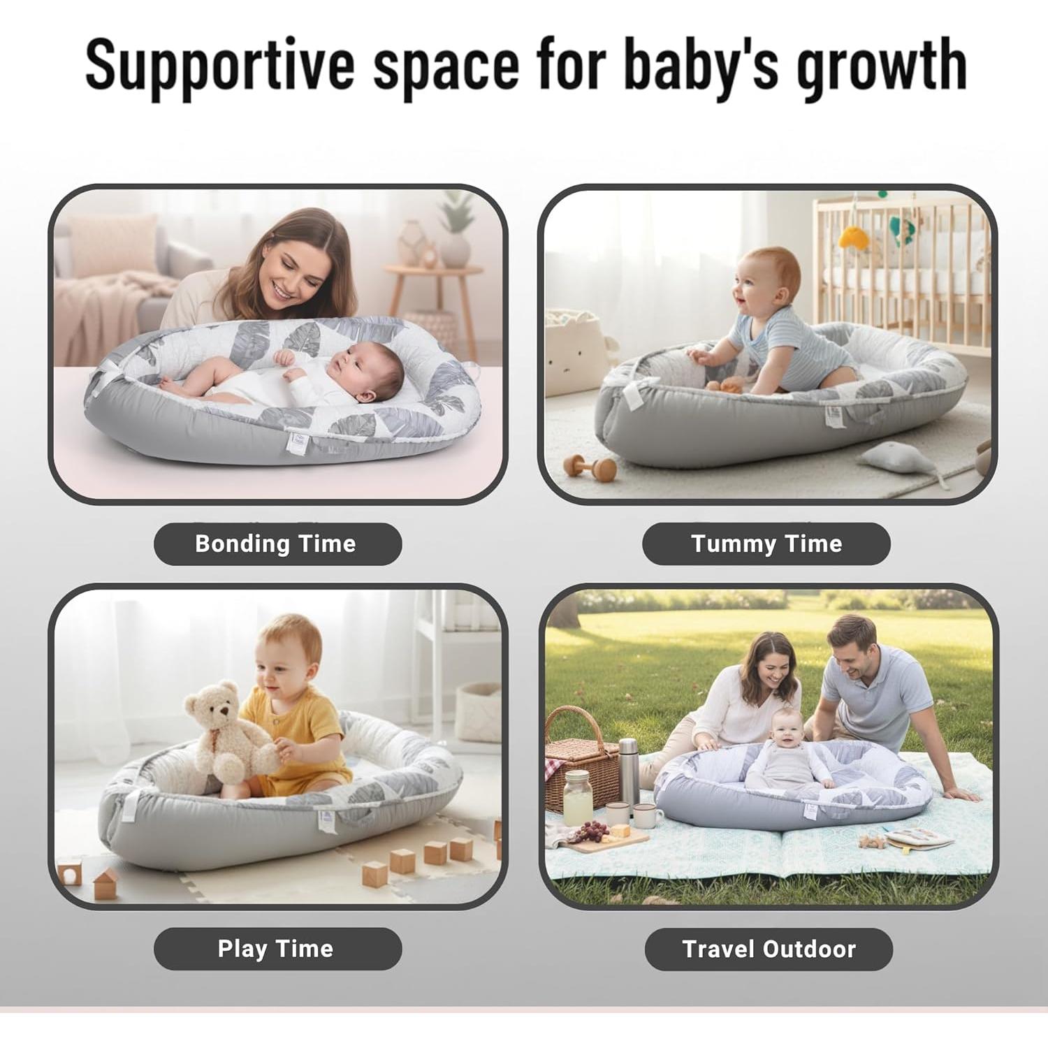 Cojín Nido para Bebé Cute Cuddles Gris 0-24 Meses Algodón