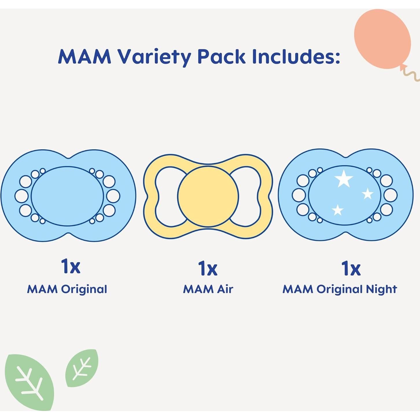 Chupete MAM 16+ Meses 3-Pack Silicona Libre BPA Verde Pálido