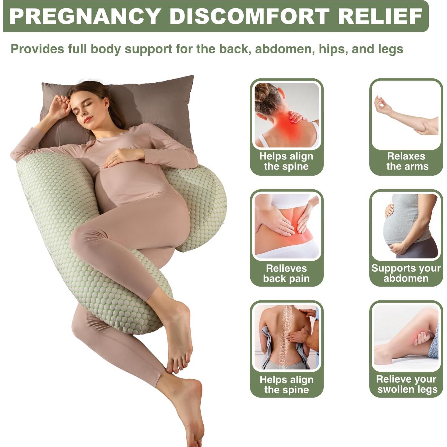 Cojín de Embarazo Anfrandce Grande Forma de L Verde