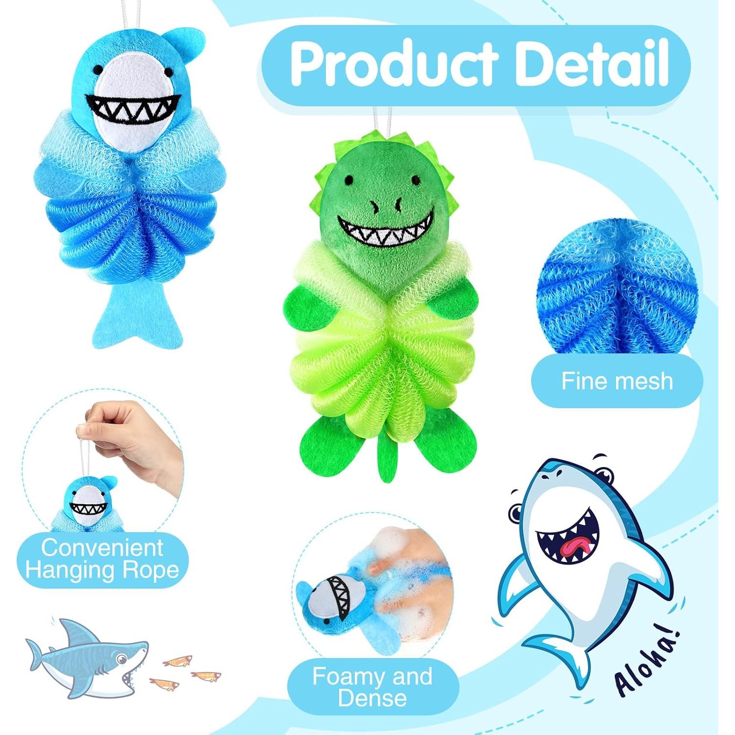 Esponjas de Baño para Niños Nuenen 2 Pcs Animales Exfoliantes