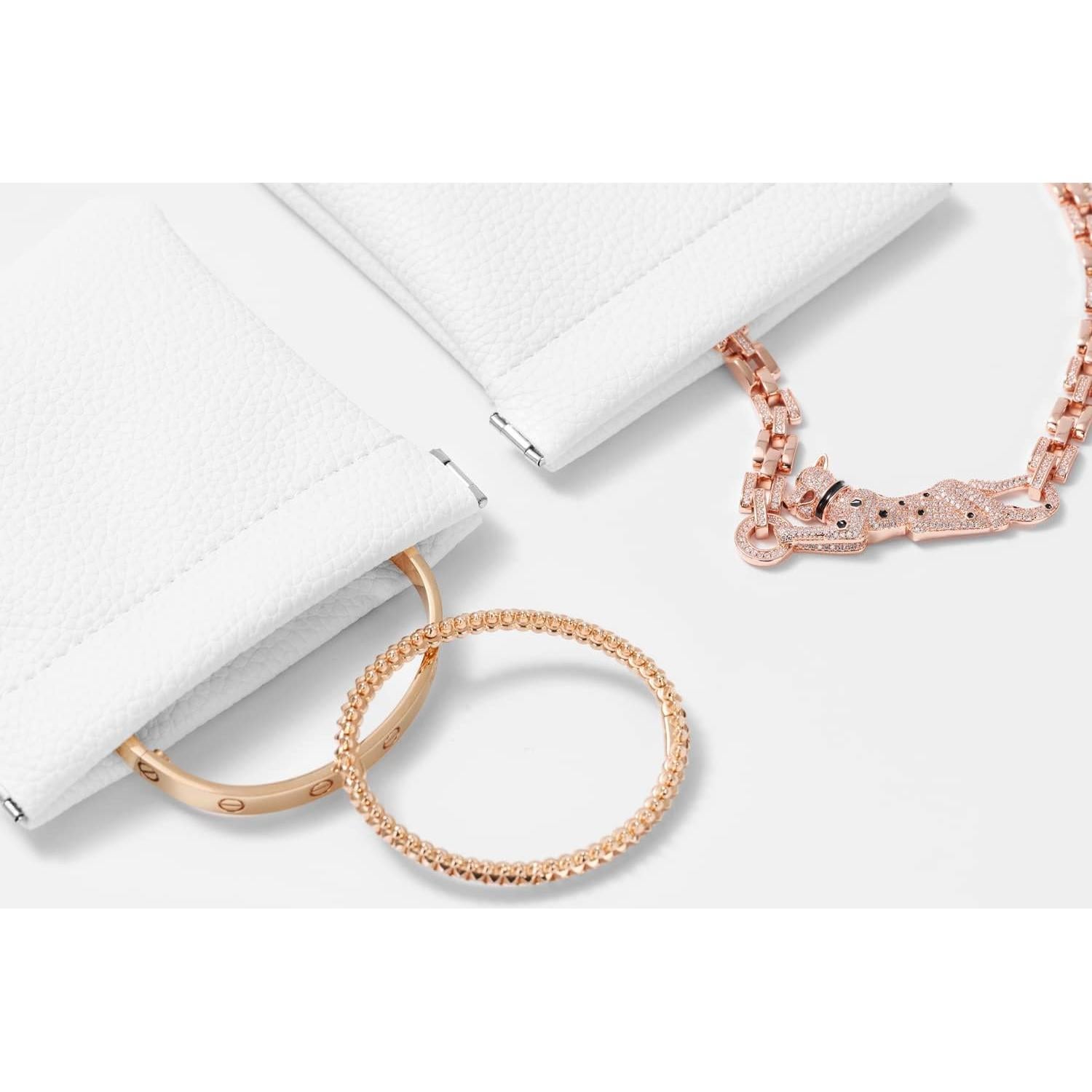 Pouch de Joyería Woodten 2 Pack Cuero Sintético Blanco