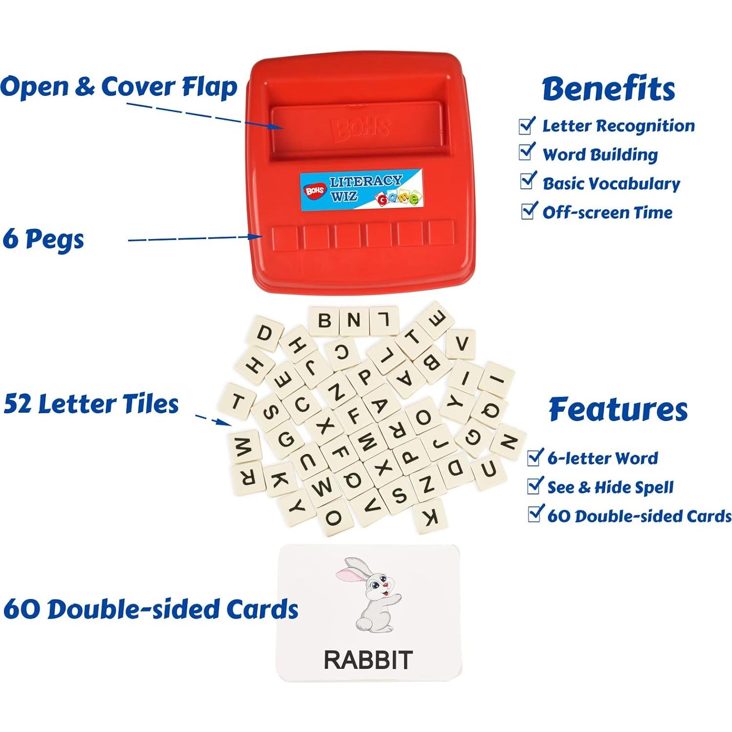 Juego Didáctico de Alfabetización BOHS - 60 Tarjetas para Niños