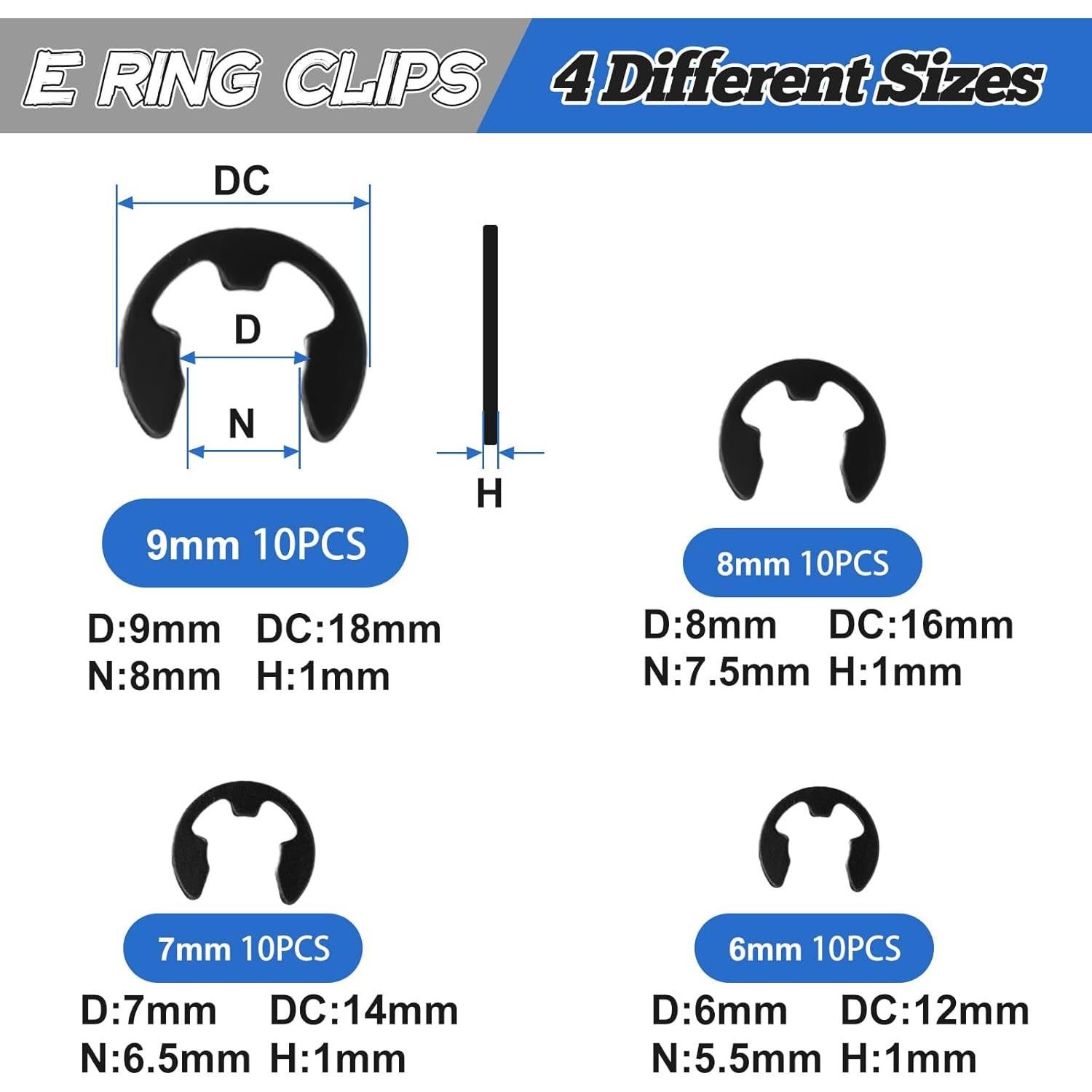 Kit Clips E Sopnom 4 Tamaños 6-9 mm con Herramienta