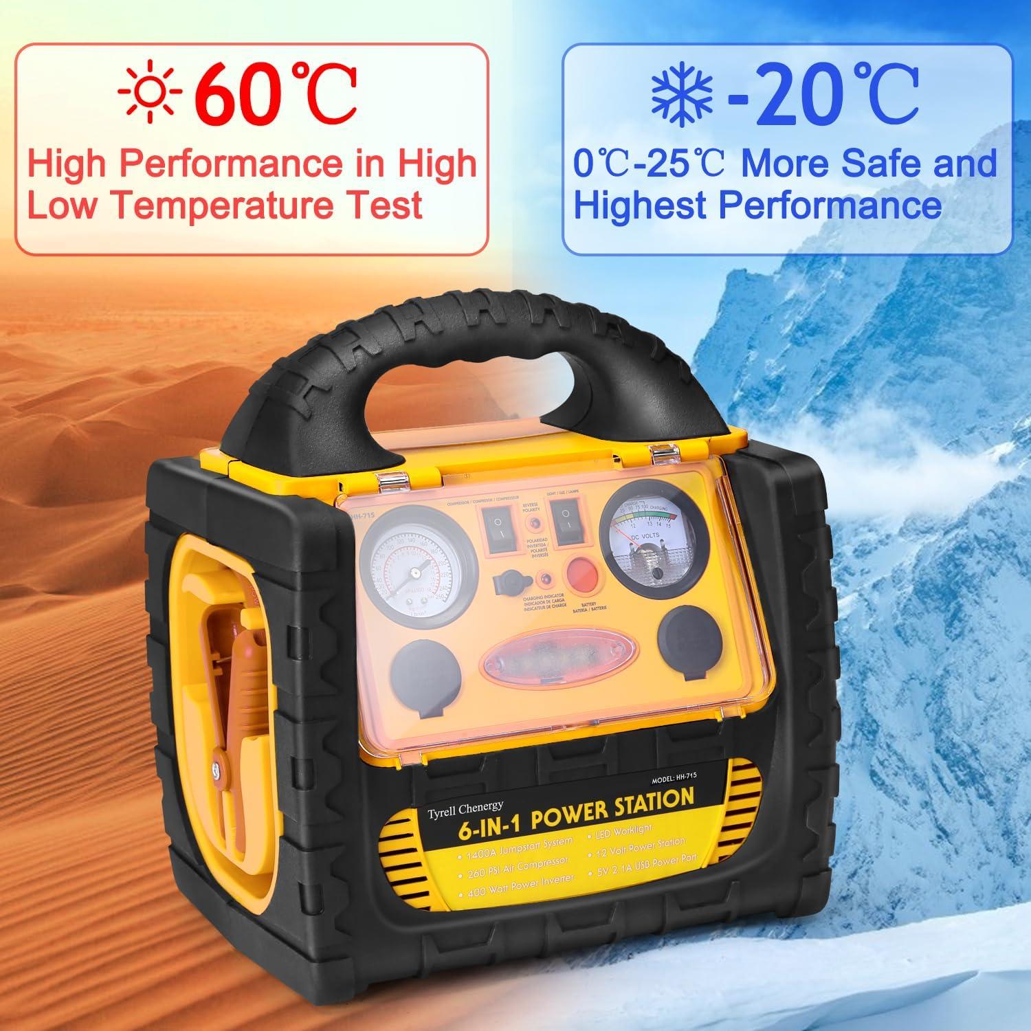 Arrancador de Salto 6 en 1 FlyAuto 1800A con Compresor 260 PSI