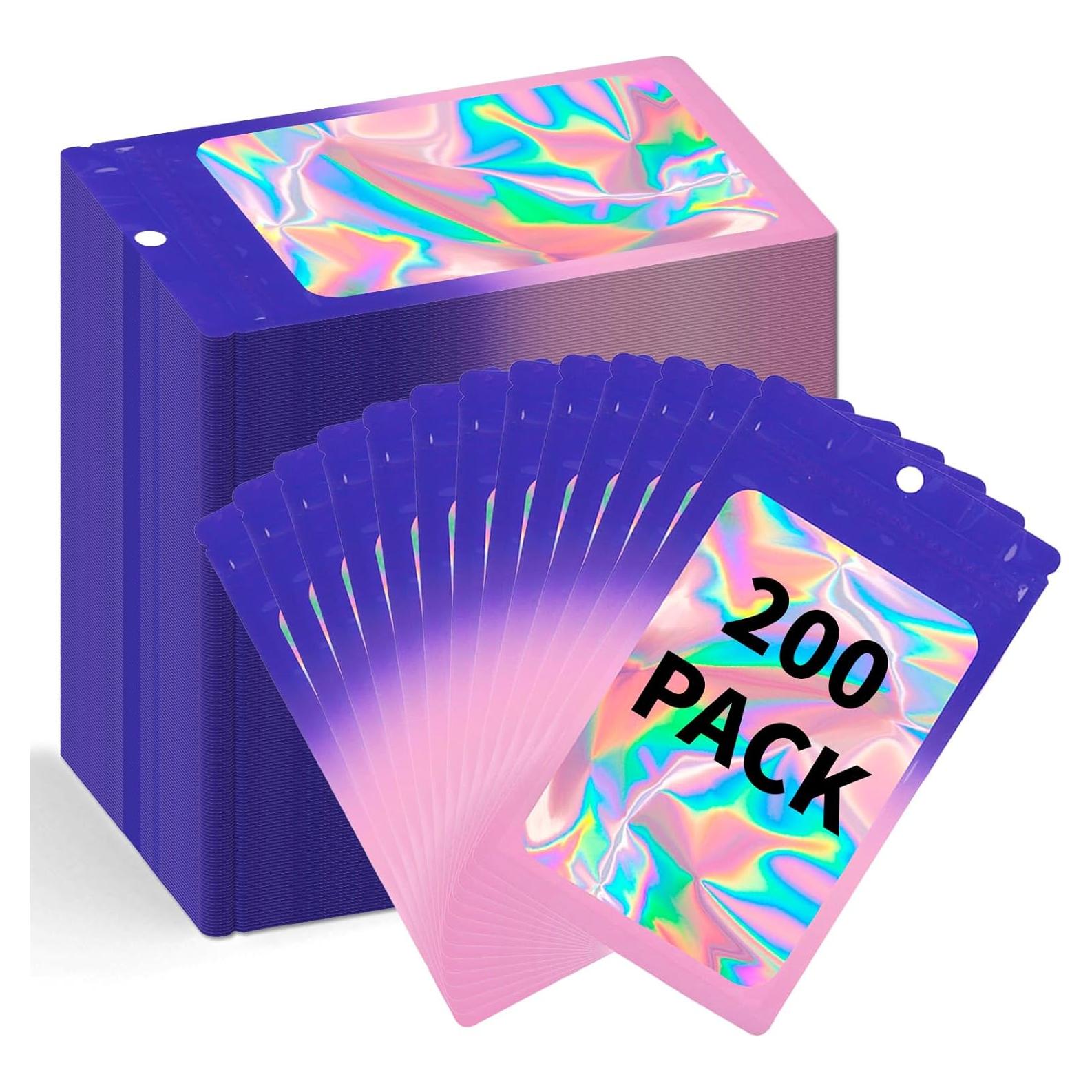 200 Bolsas Mylar Reutilizables MSBS 7.5x12 cm Holográficas