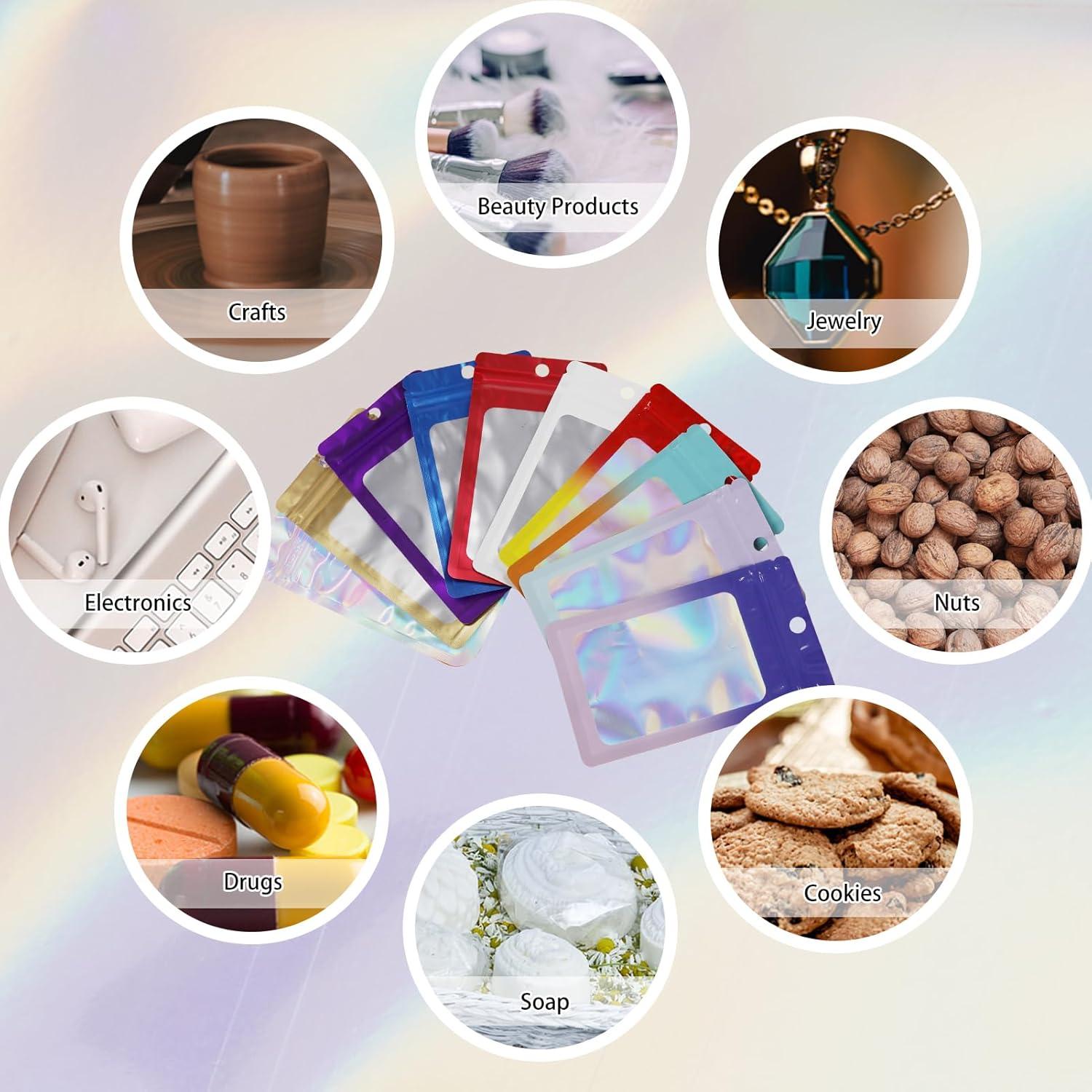 200 Bolsas Mylar Reutilizables MSBS 7.5x12 cm Holográficas