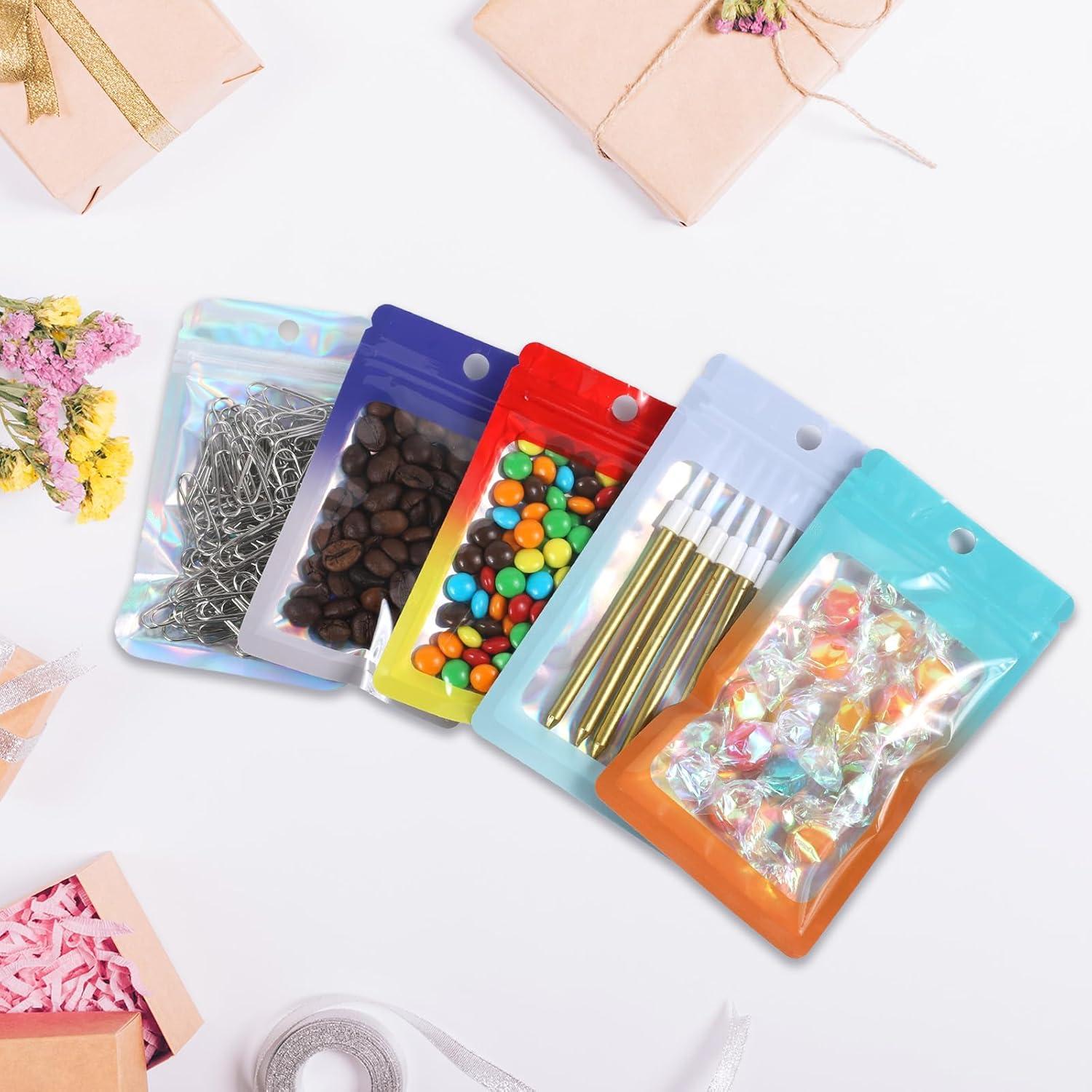 200 Bolsas Mylar Reutilizables MSBS 7.5x12 cm Holográficas