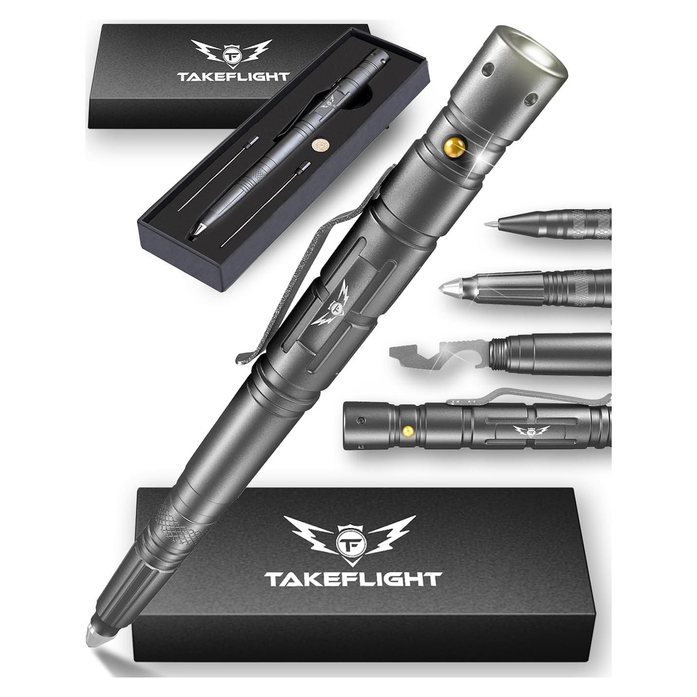 Bolígrafo Táctico TF TAKEFLIGHT con Linterna y Rompevidrios