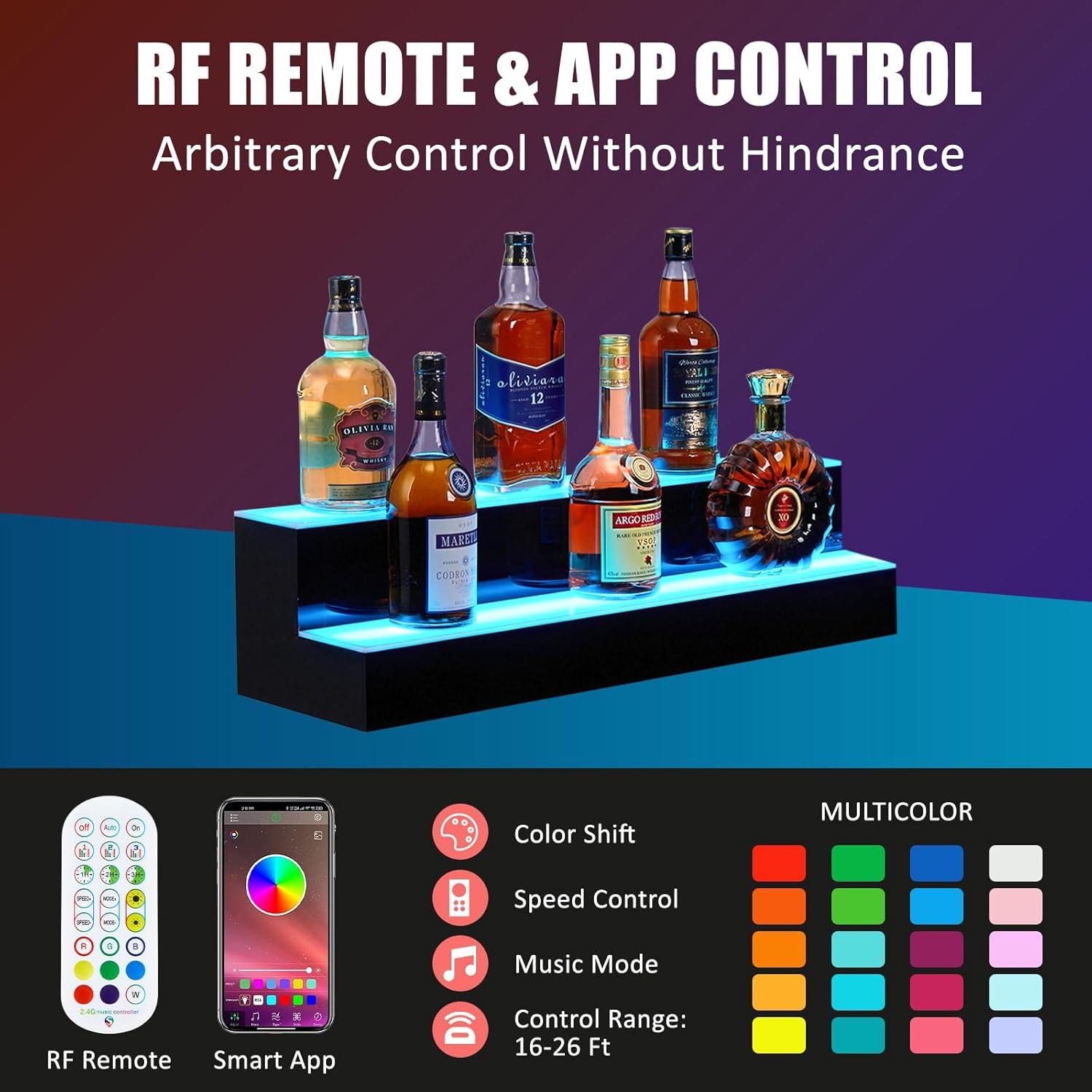 Estante de exhibición de botellas Acekool 2 niveles LED 101.6 cm