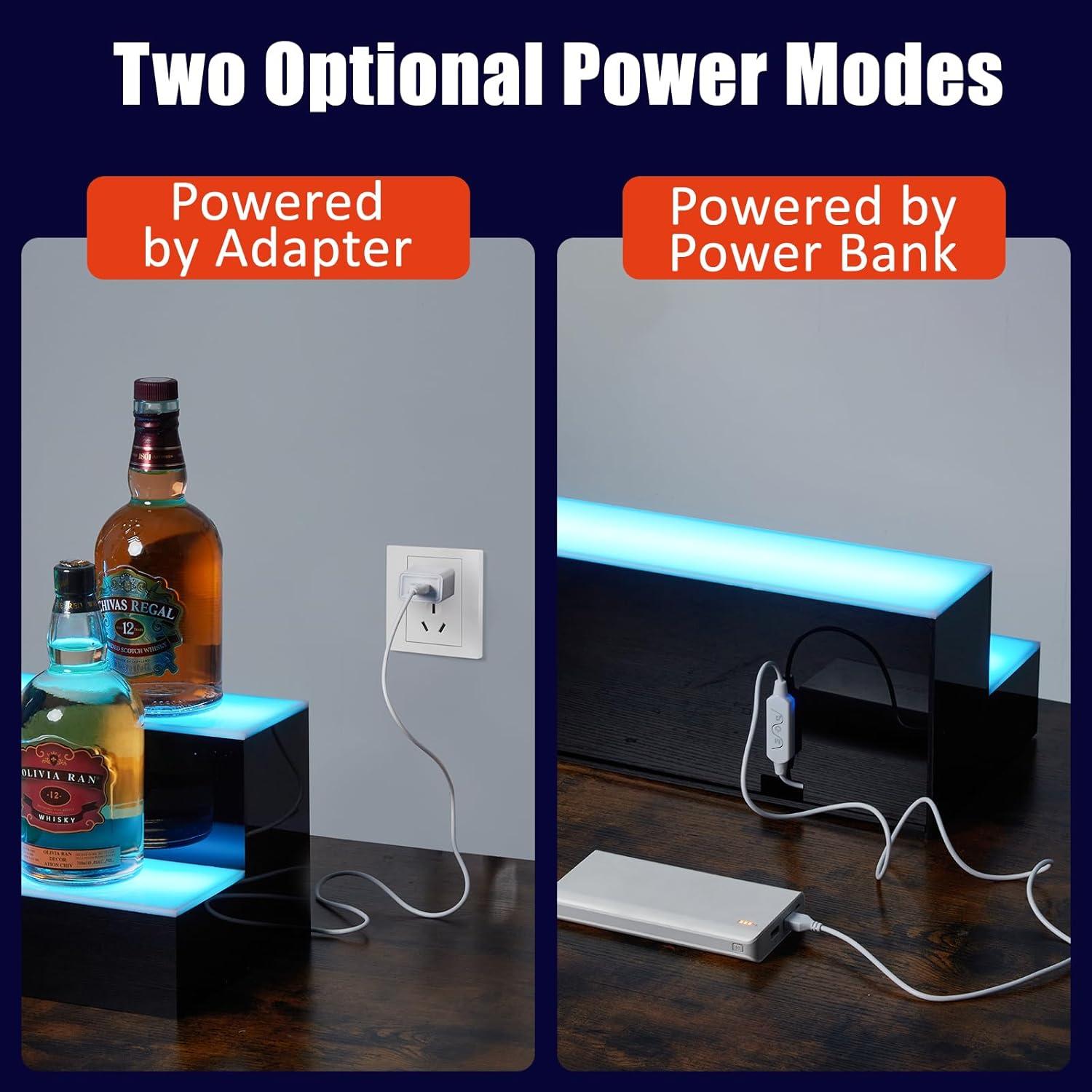 Estante de exhibición de botellas Acekool 2 niveles LED 101.6 cm