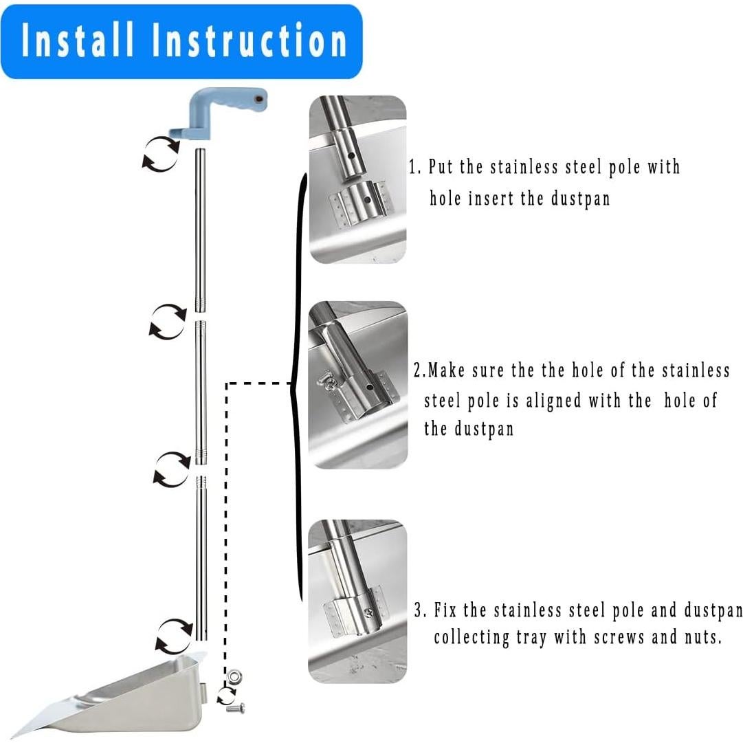 Conjunto de Escoba y Recogedor YONILL Acero Inoxidable 132 cm