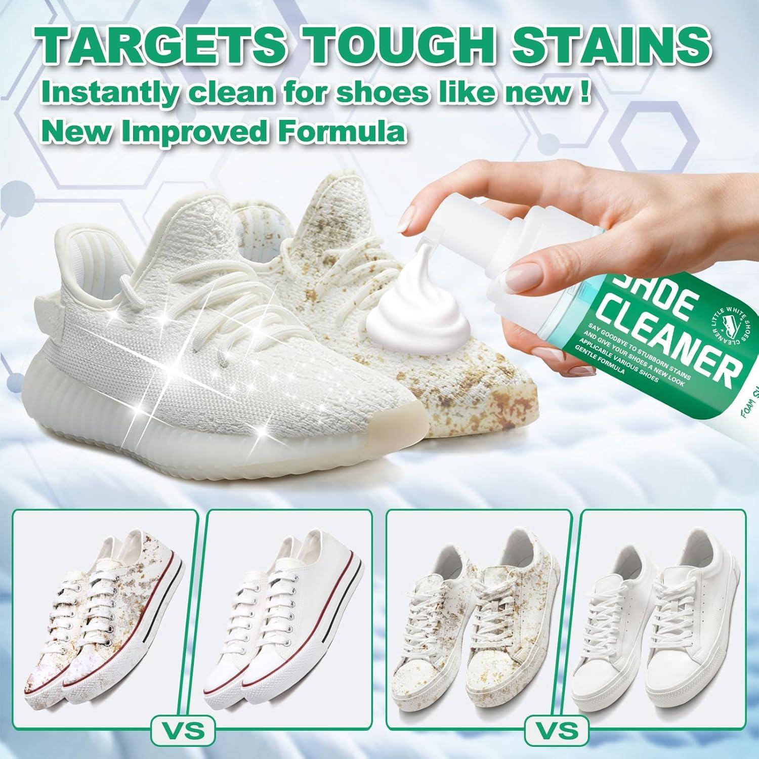 Kit Limpiador de Zapatos Blancos - Espuma, Cepillo y Toalla