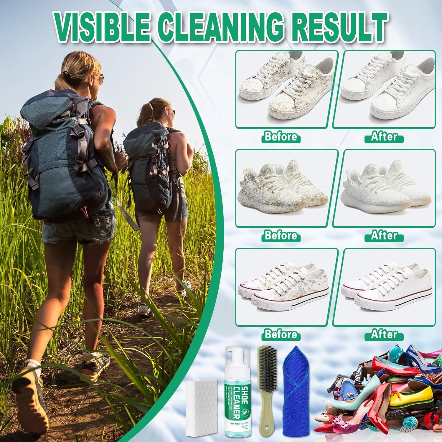 Kit Limpiador de Zapatos Blancos - Espuma, Cepillo y Toalla