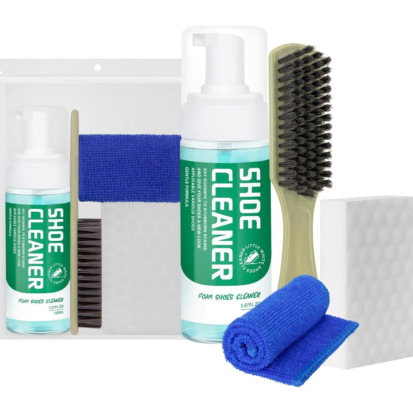 Kit Limpiador de Zapatos Blancos - Espuma, Cepillo y Toalla