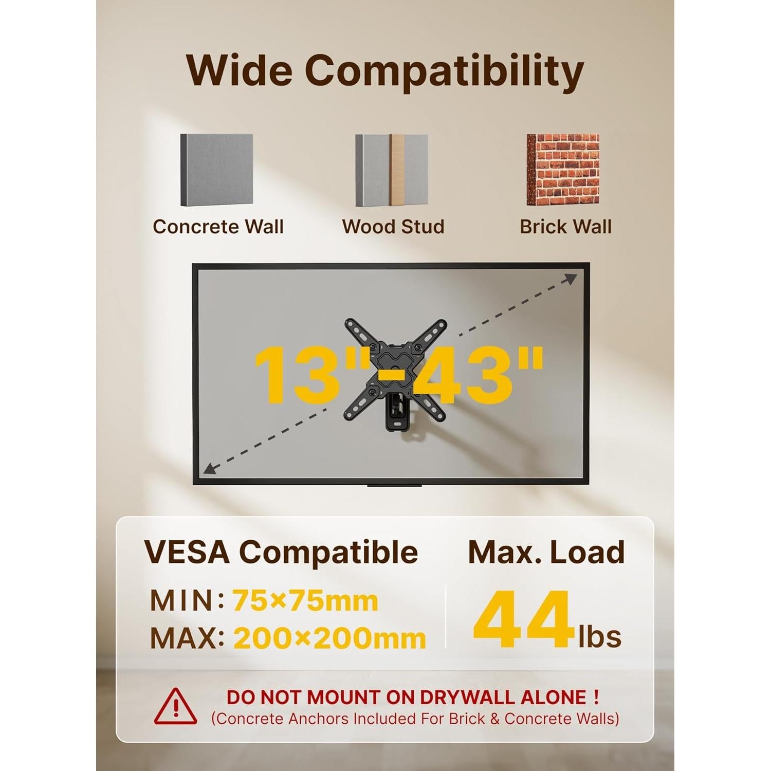 Soporte de Pared para TV monTEK 13-43" Movimiento Completo