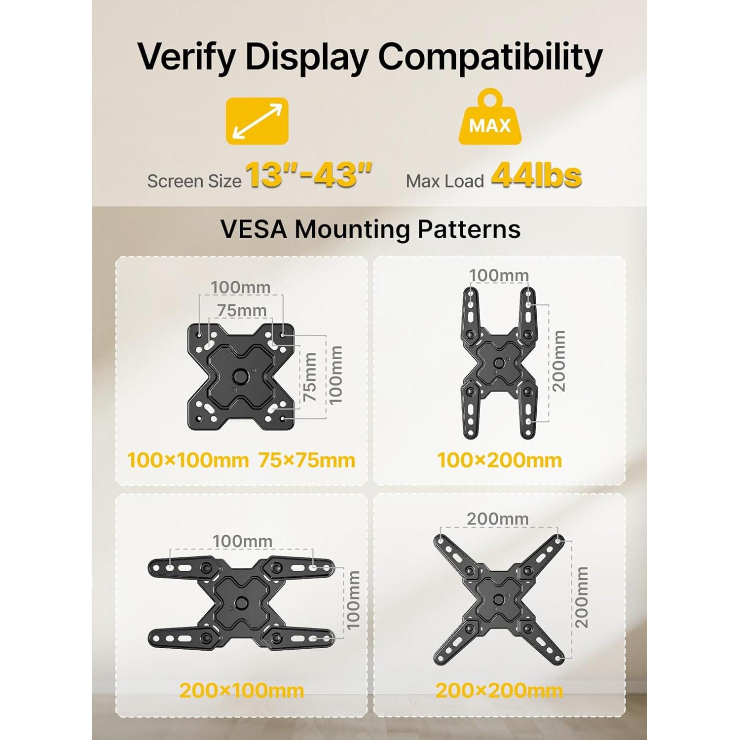 Soporte de Pared para TV monTEK 13-43" Movimiento Completo