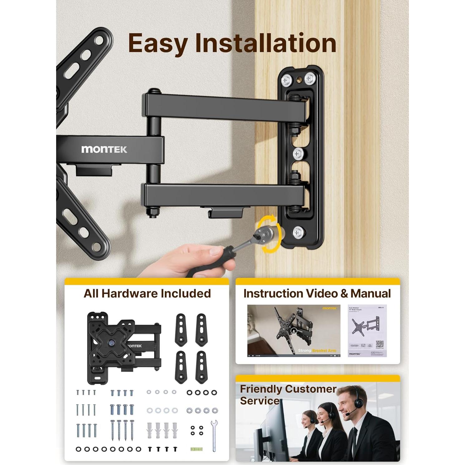 Soporte de Pared para TV monTEK 13-43" Movimiento Completo