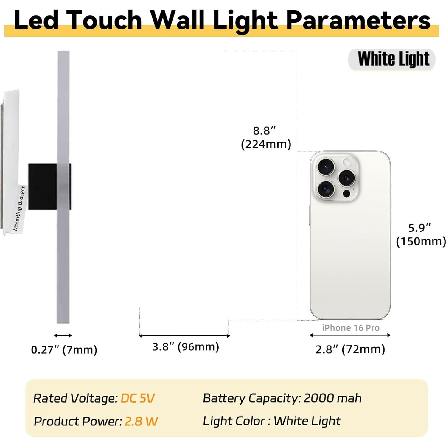 Aplique de Pared Inalámbrico FelRelWel, 2 Unidades, Luz Táctil