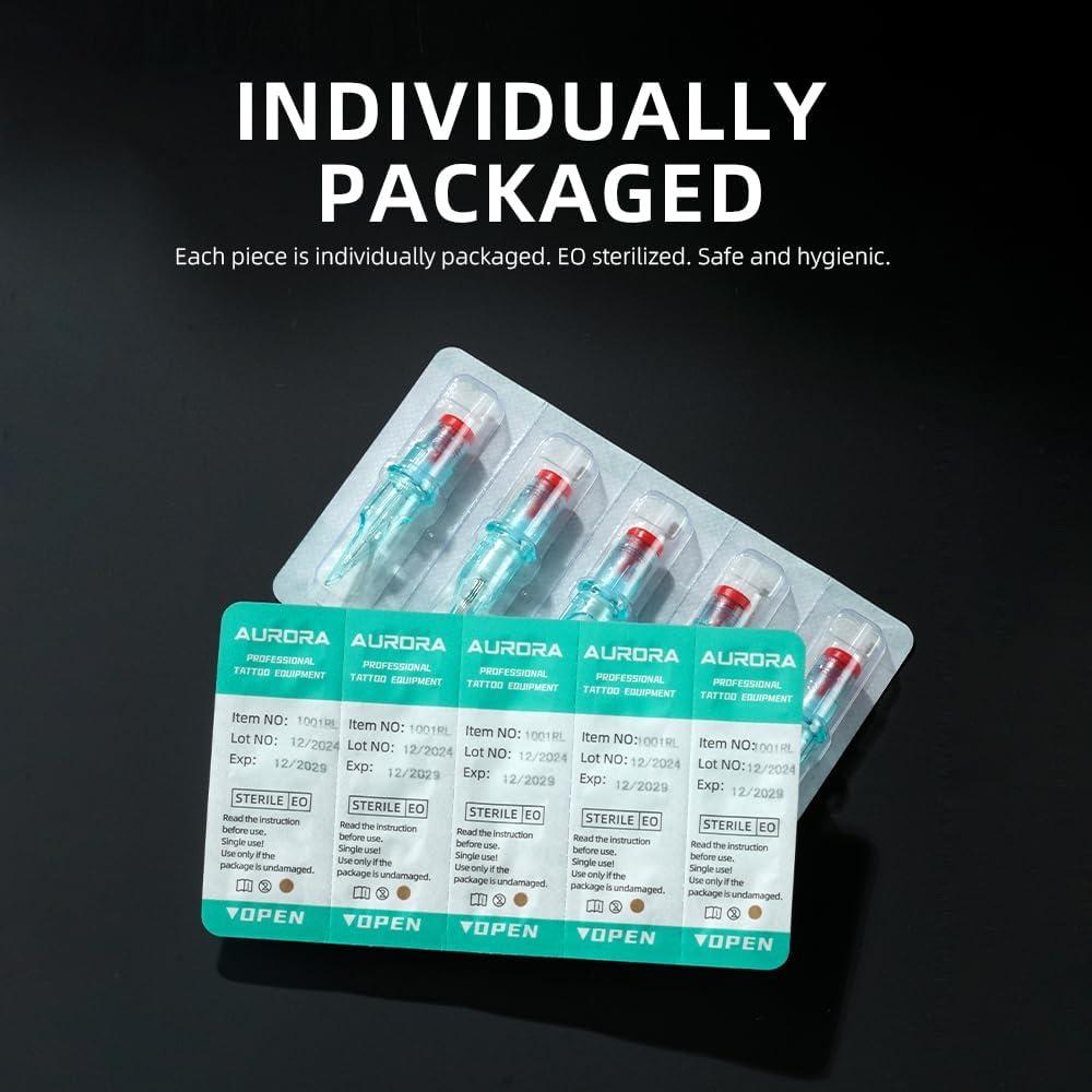 Caja de 20 Agujas de Tatuaje AURORA 1RL - Esterilizadas