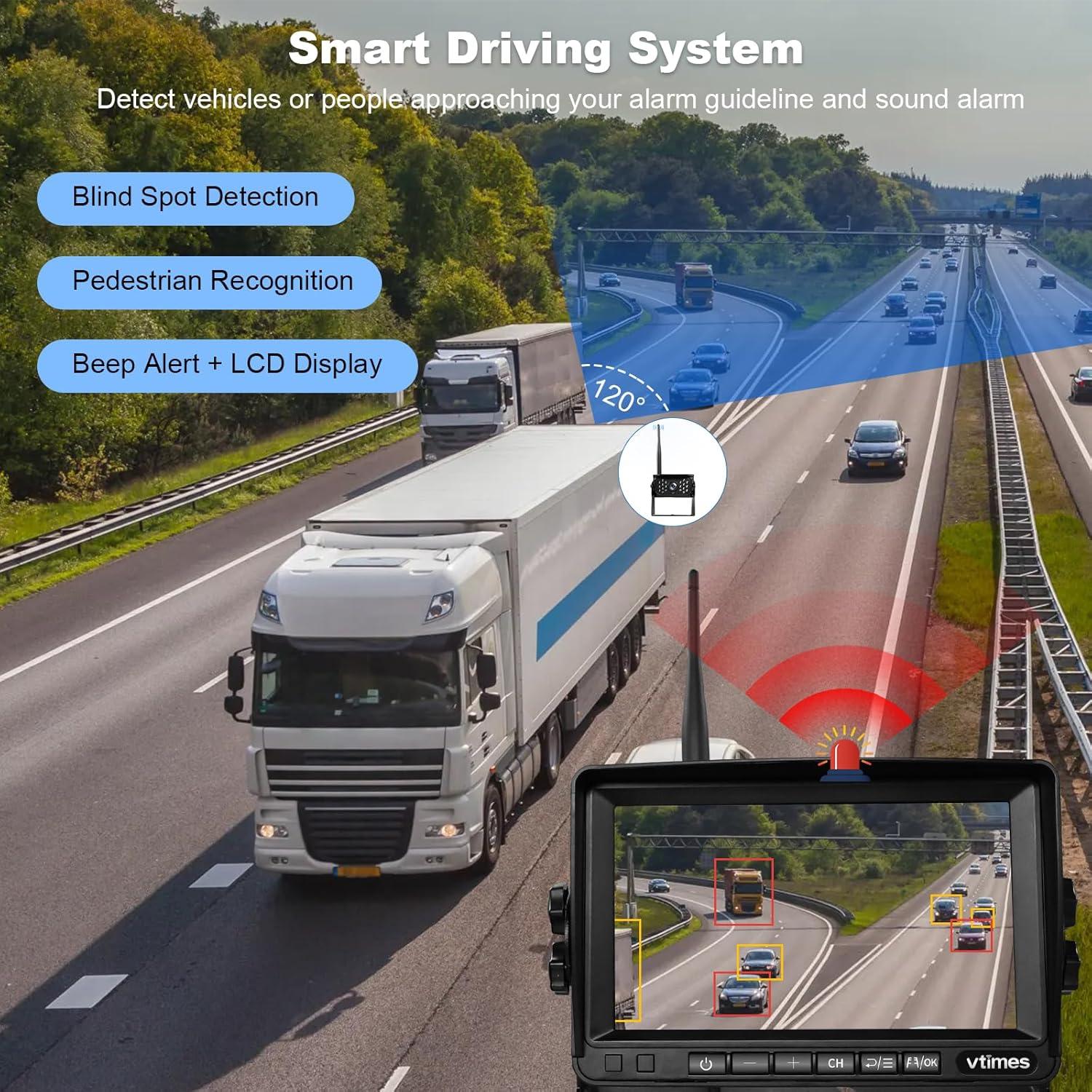 Cámara de Respaldo Inalámbrica VTimes 7" HD con 4 Canales