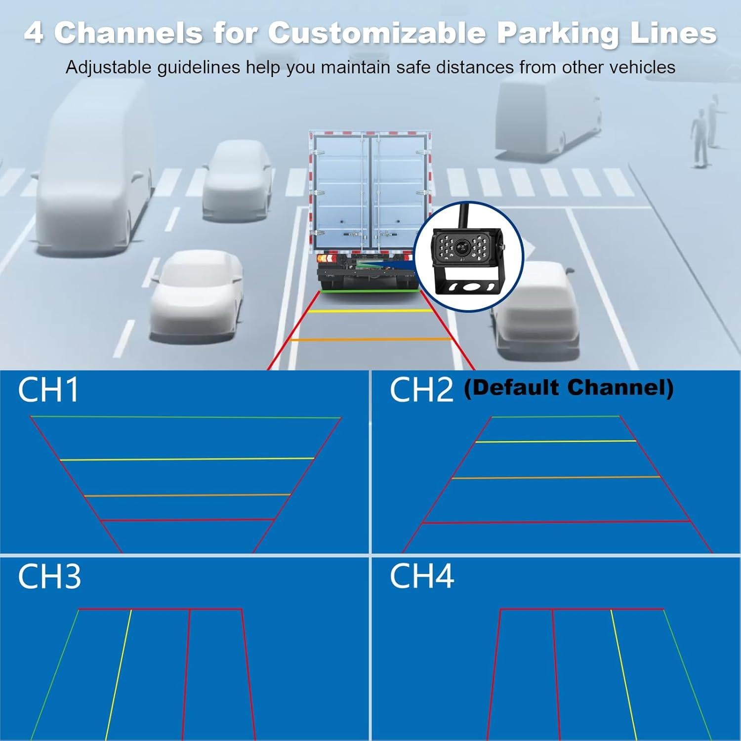 Cámara de Respaldo Inalámbrica VTimes 7" HD con 4 Canales