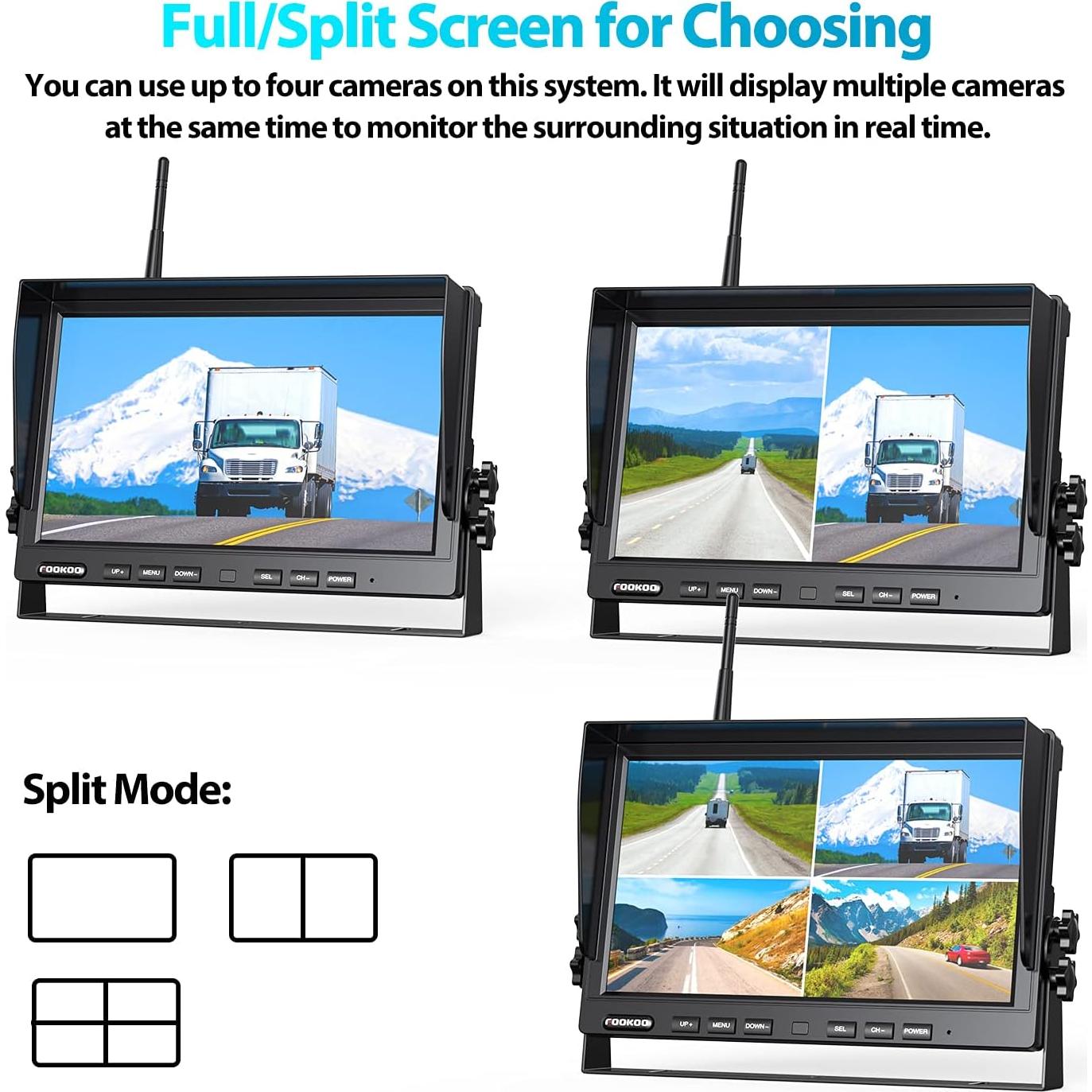 Sistema de Cámara de Respaldo Inalámbrico Fookoo 10" HD