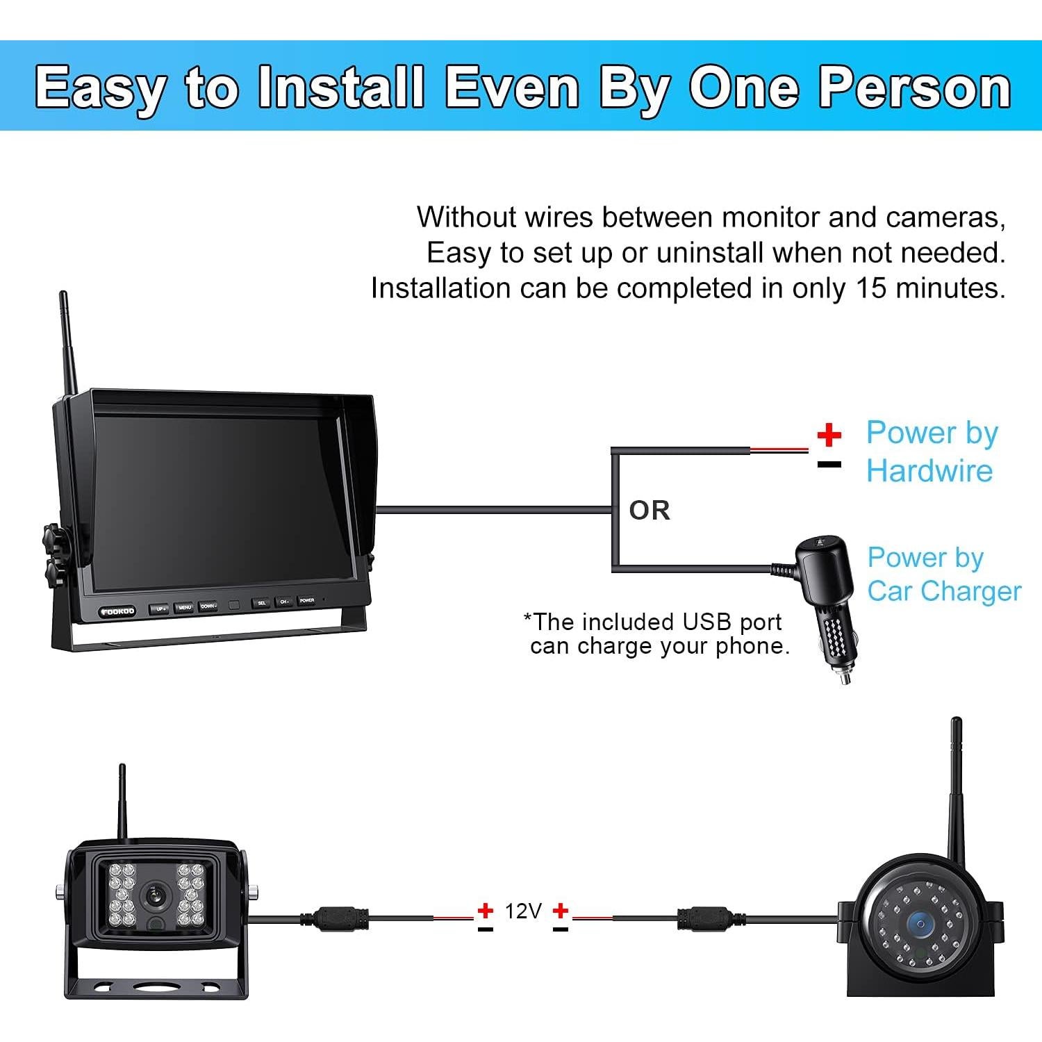 Sistema de Cámara de Respaldo Inalámbrico Fookoo 10" HD