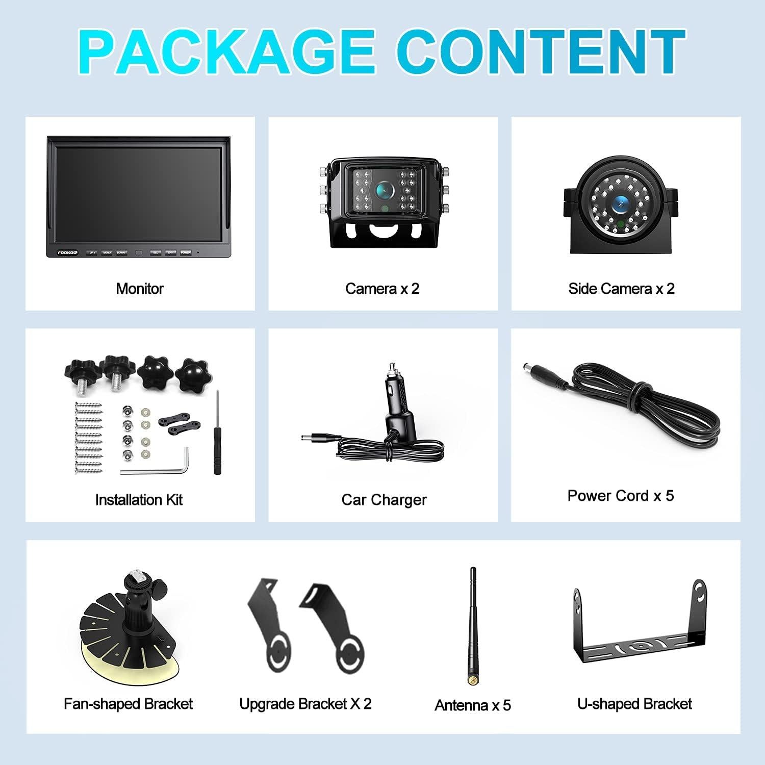 Sistema de Cámara de Respaldo Inalámbrico Fookoo 10" HD