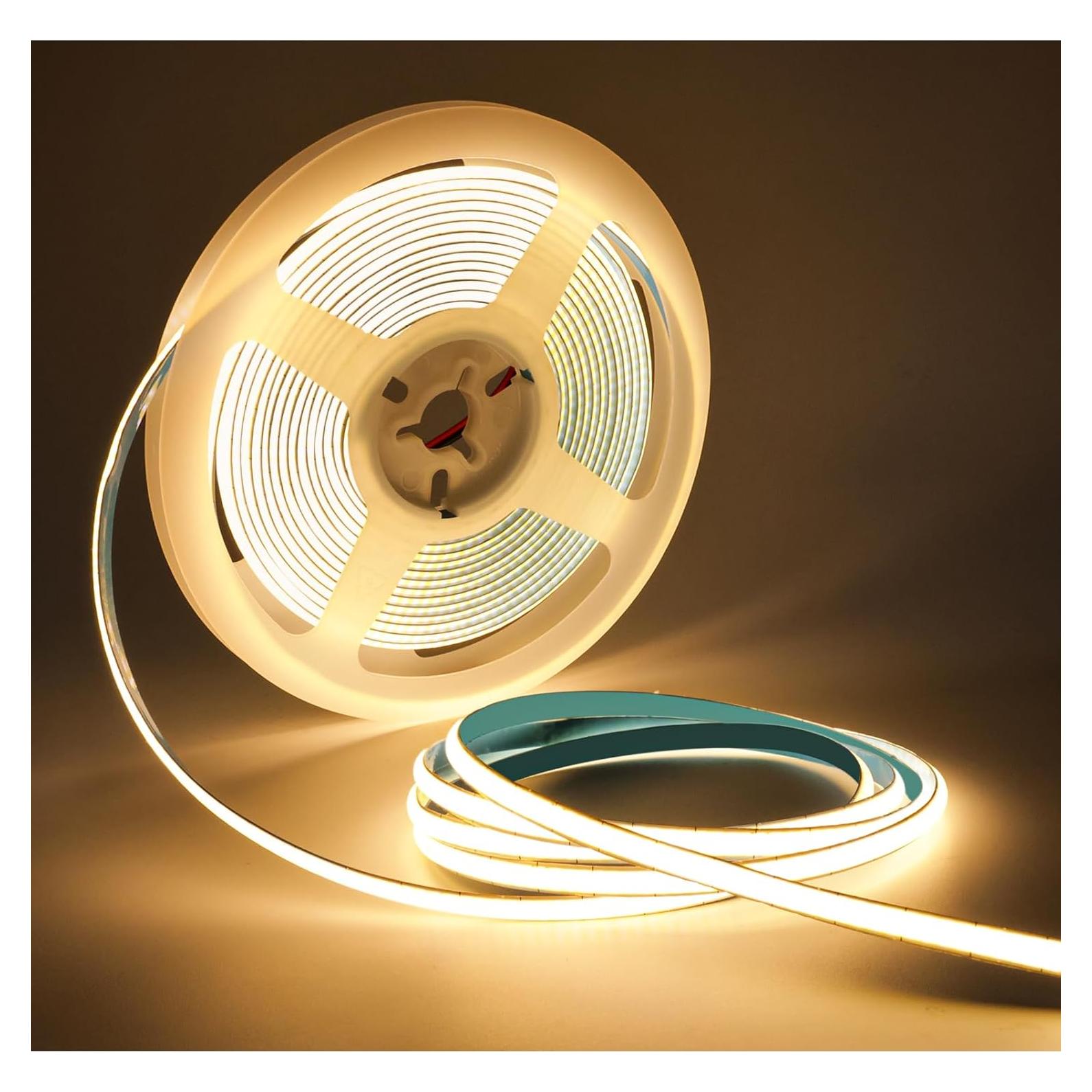 Tira de Luz LED COB 5V 5mm Blanca Cálida 3000K 5m 2000 LEDs