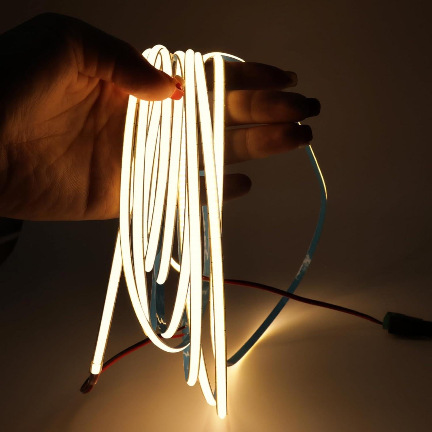 Tira de Luz LED COB 5V 5mm Blanca Cálida 3000K 5m 2000 LEDs