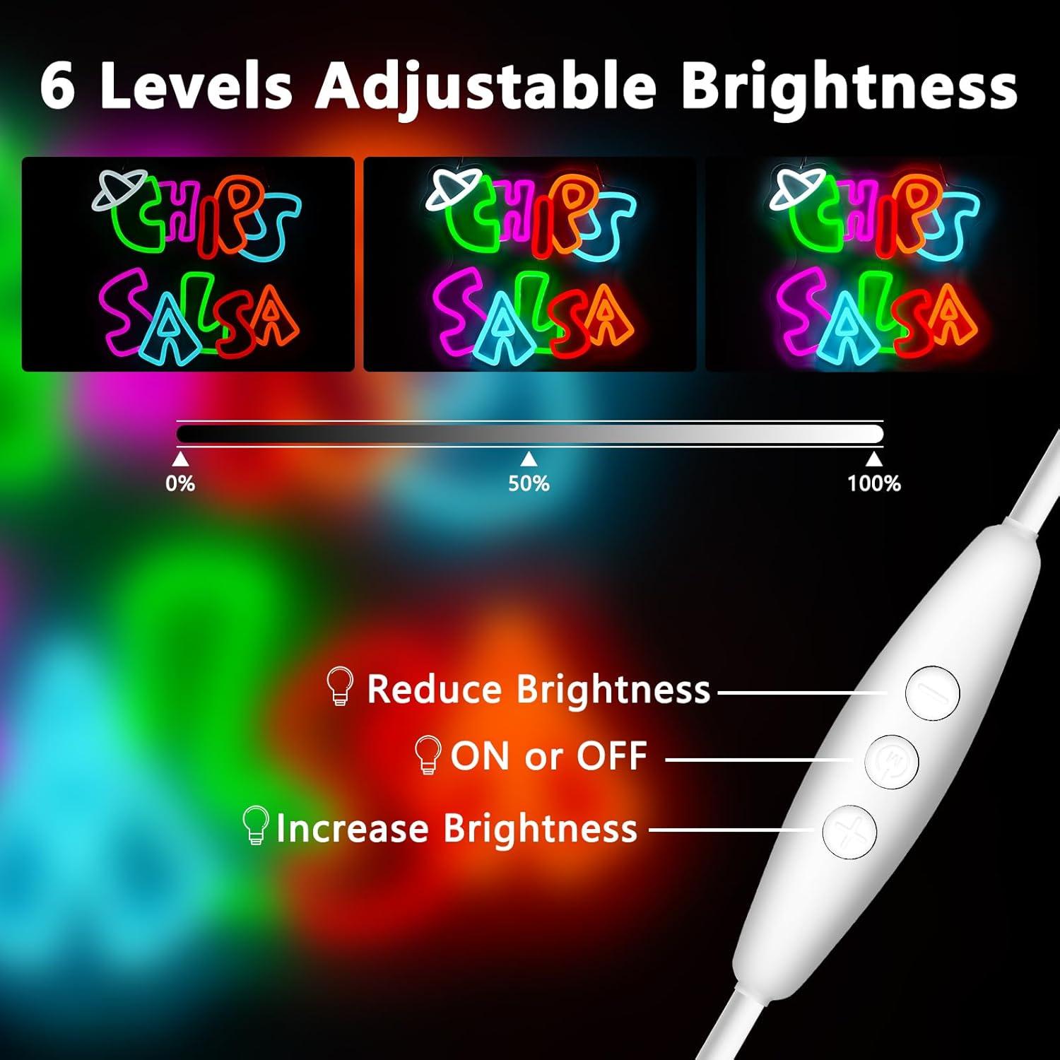 Cartel de Neón Chips y Salsa LED NINSNINT 43x34cm